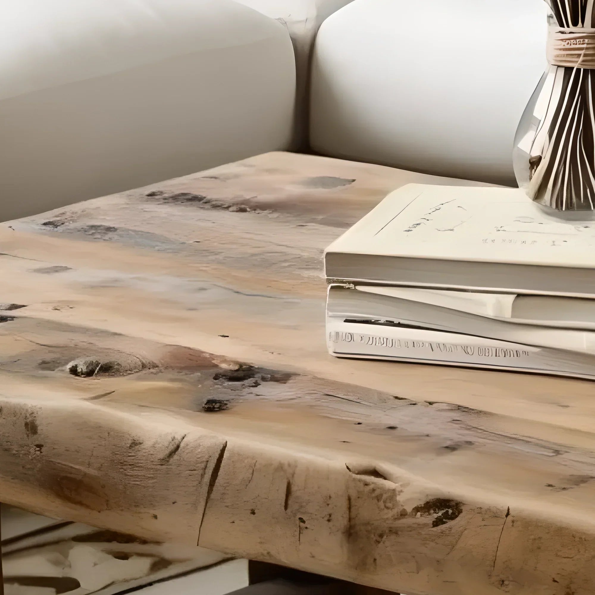 Recycled wood living room table Handmade coffee table Modern driftwood coffee table 