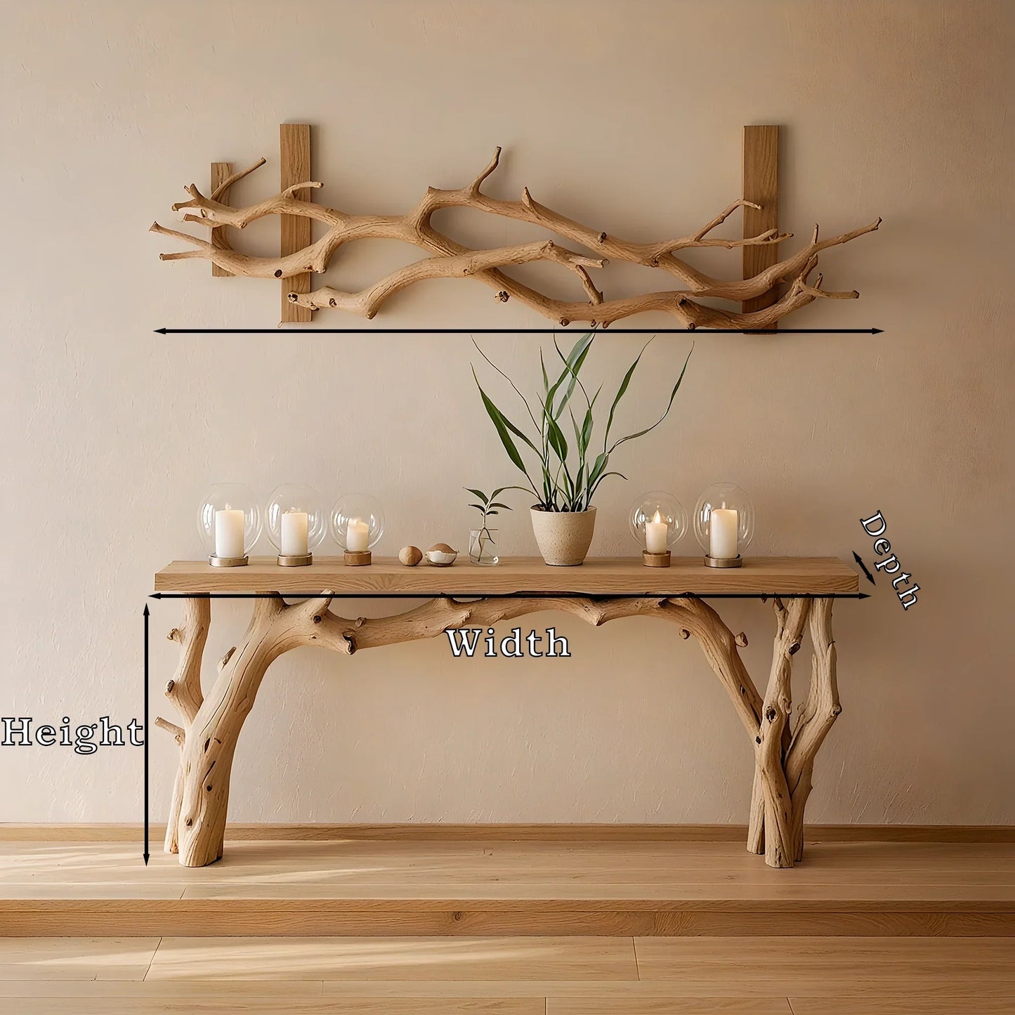 :Handmade rustic natural wood console table, farmhouse style console table, living side table, entryway table, housewarming gift 