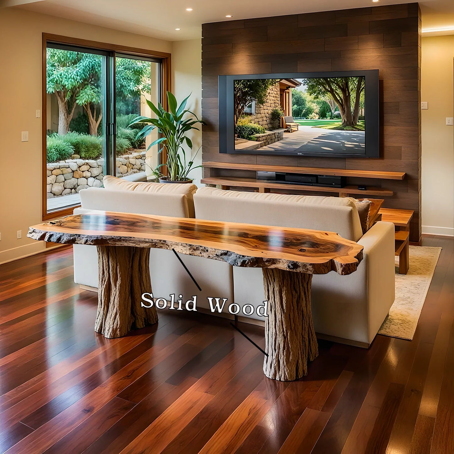 Handmade Rustic Natural Wood Console Table – Narrow Entryway Table for Country House, Stylish and Functional 