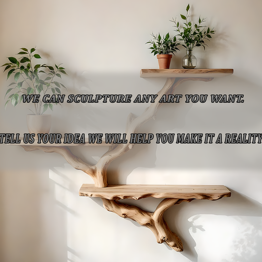 Handmade Tree Branch Bookshelf – Rustic Wall Shelf from Natural Wood 