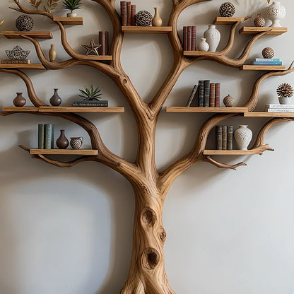 Handmade Tree Shaped Bookshelf – Natural Wood Book Rack 