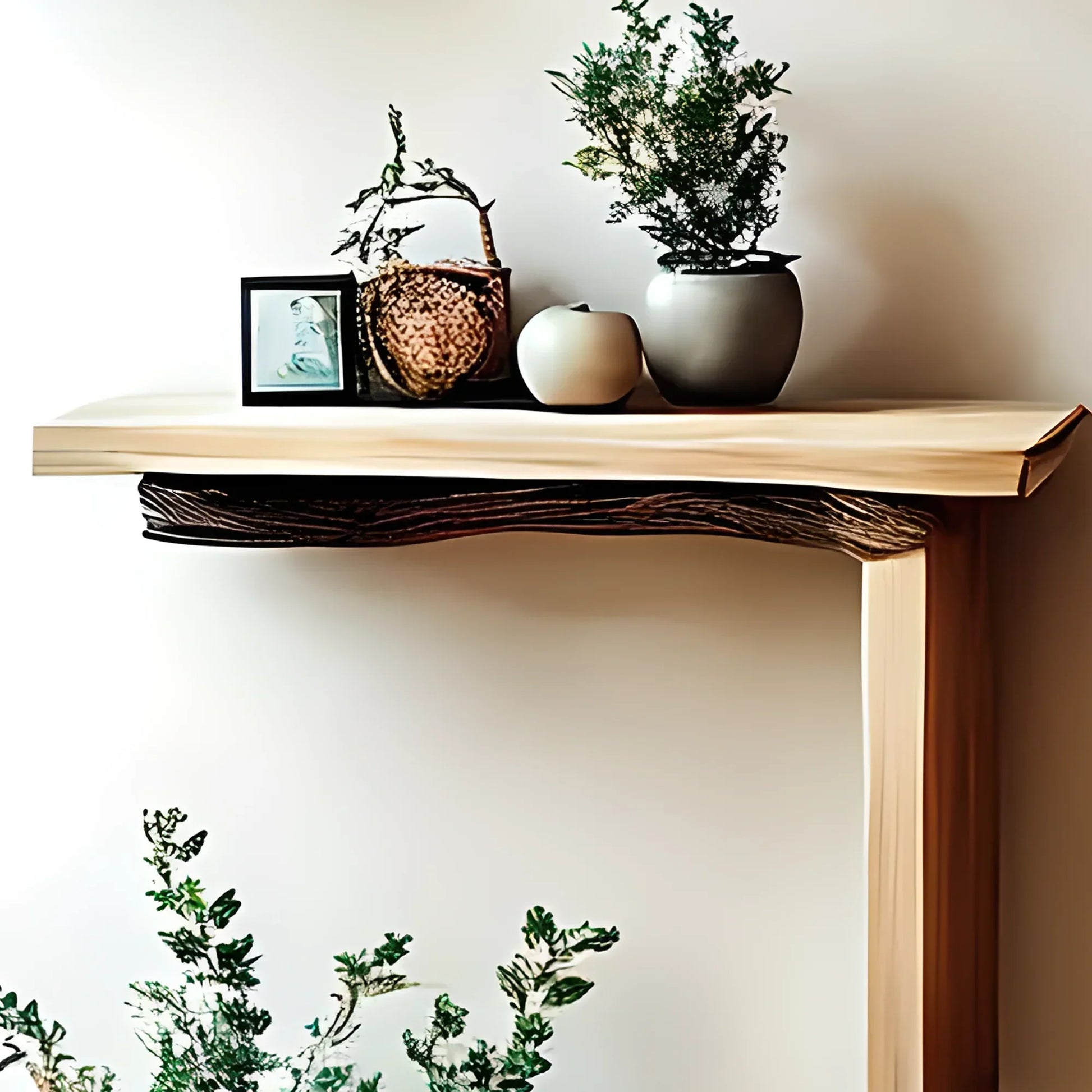 Handmade natural wooden tree branch bookshelf, children's room bookshelf, gift 