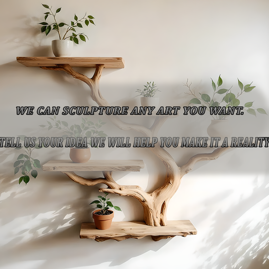 Handmade tree shelf with real wood branches. Perfect for books, plants, and wall decor. 