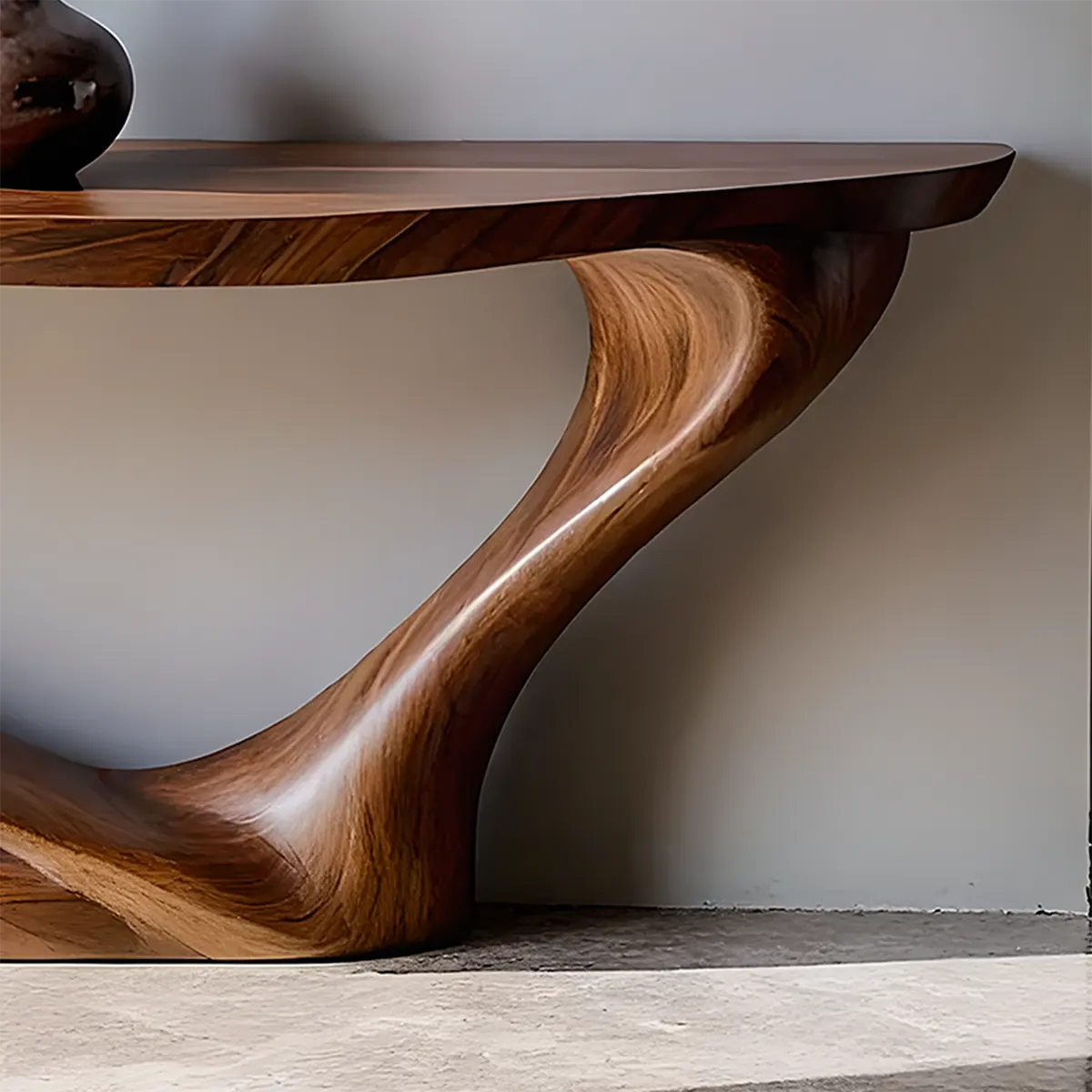 Harmony Arc Walnut Console Table – Handcrafted Elegance - Rustira