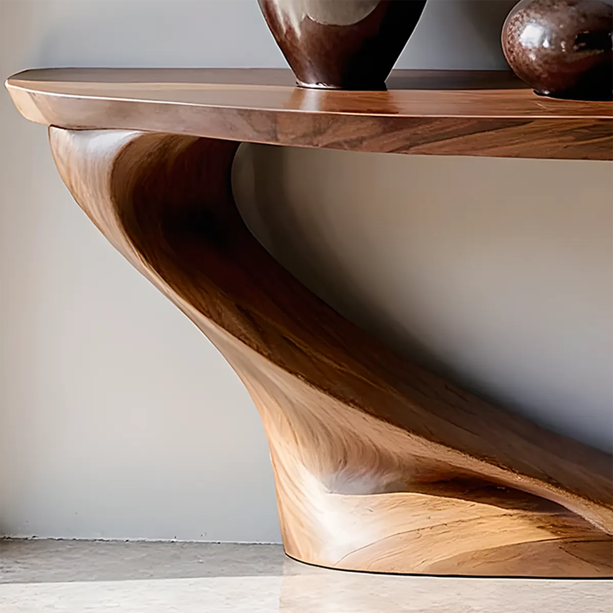 Harmony Arc Walnut Console Table – Handcrafted Elegance - Rustira