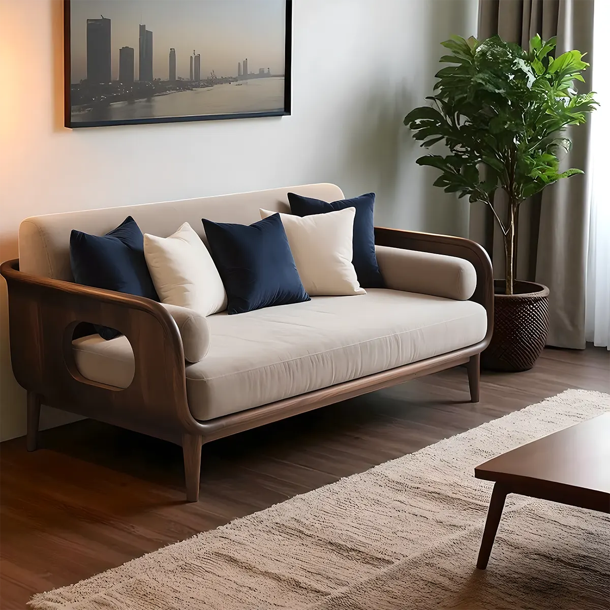 High-class Ash Wood Sofa - Luxurious & Durable Nordic Design 