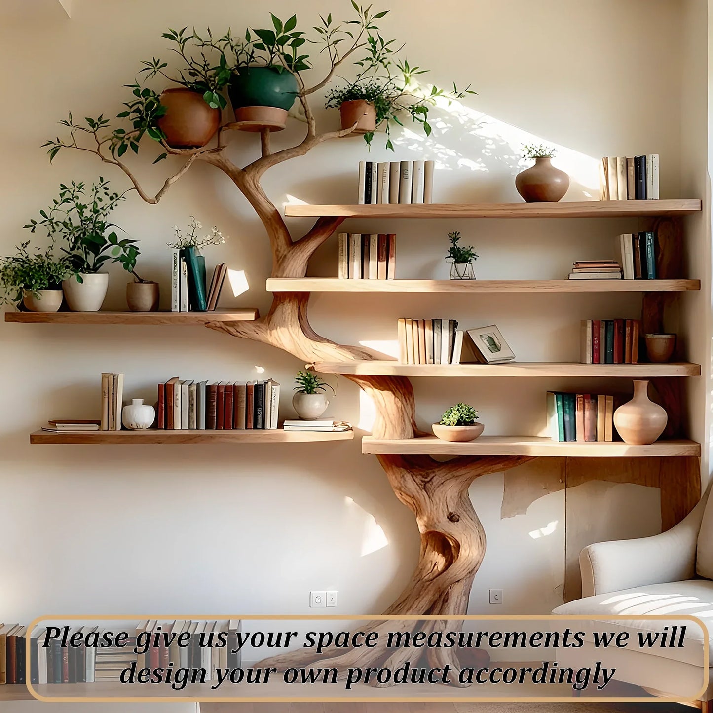 High quality solid wood tree shaped handmade bookshelf 