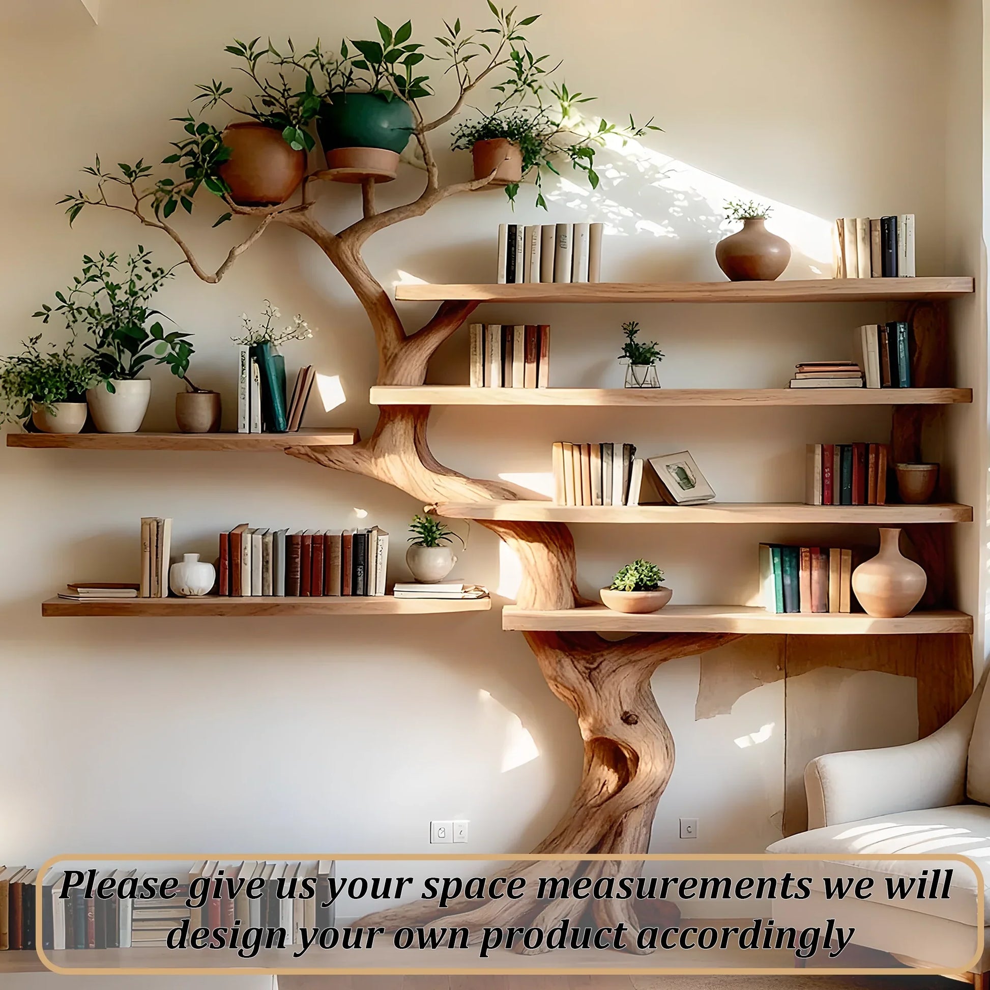 High quality solid wood tree shaped handmade bookshelf 