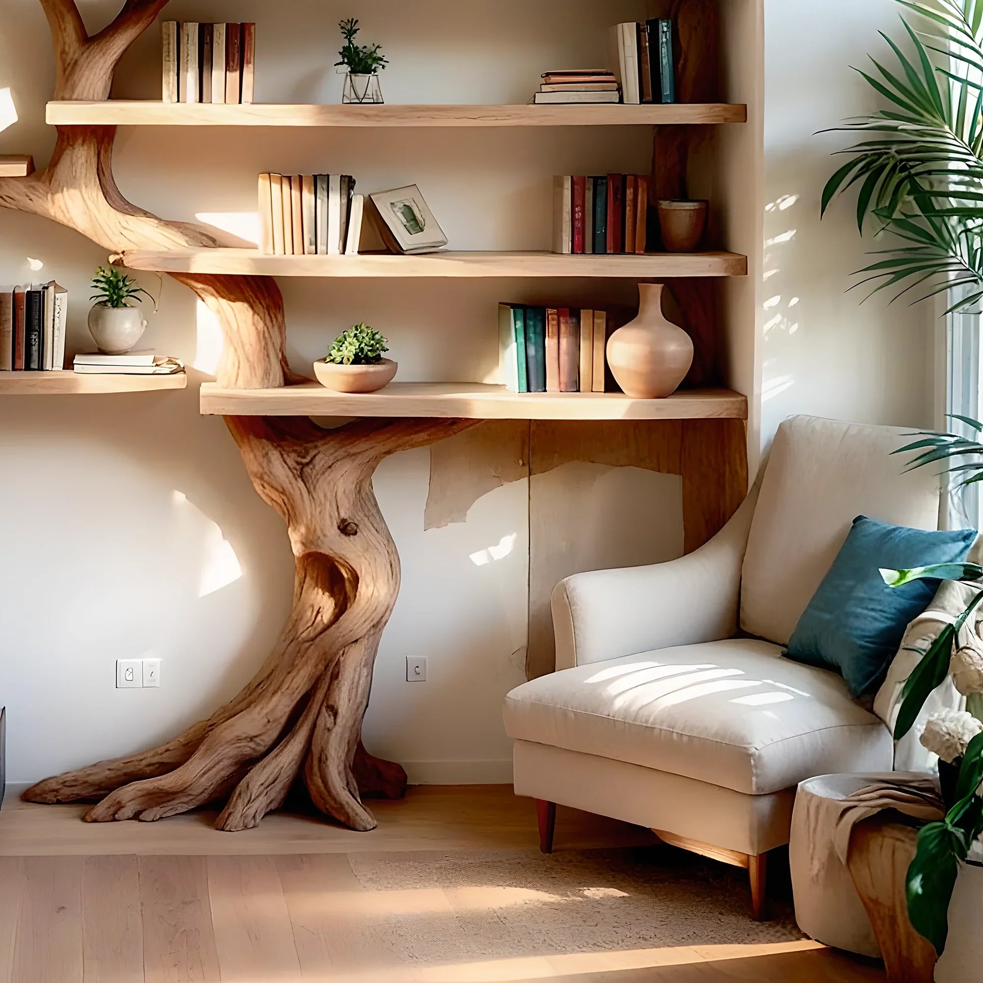 High quality solid wood tree shaped handmade bookshelf 