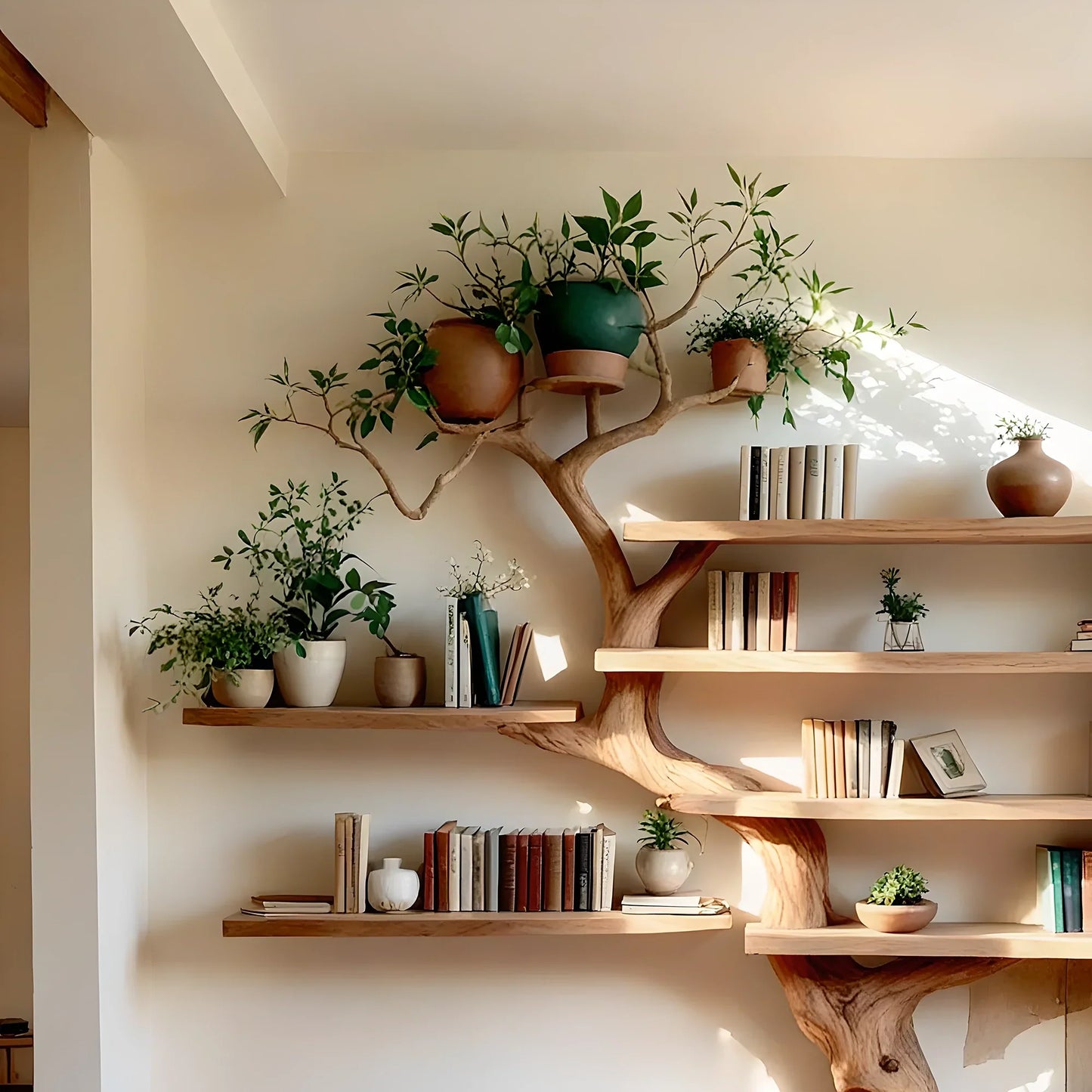 High quality solid wood tree shaped handmade bookshelf 