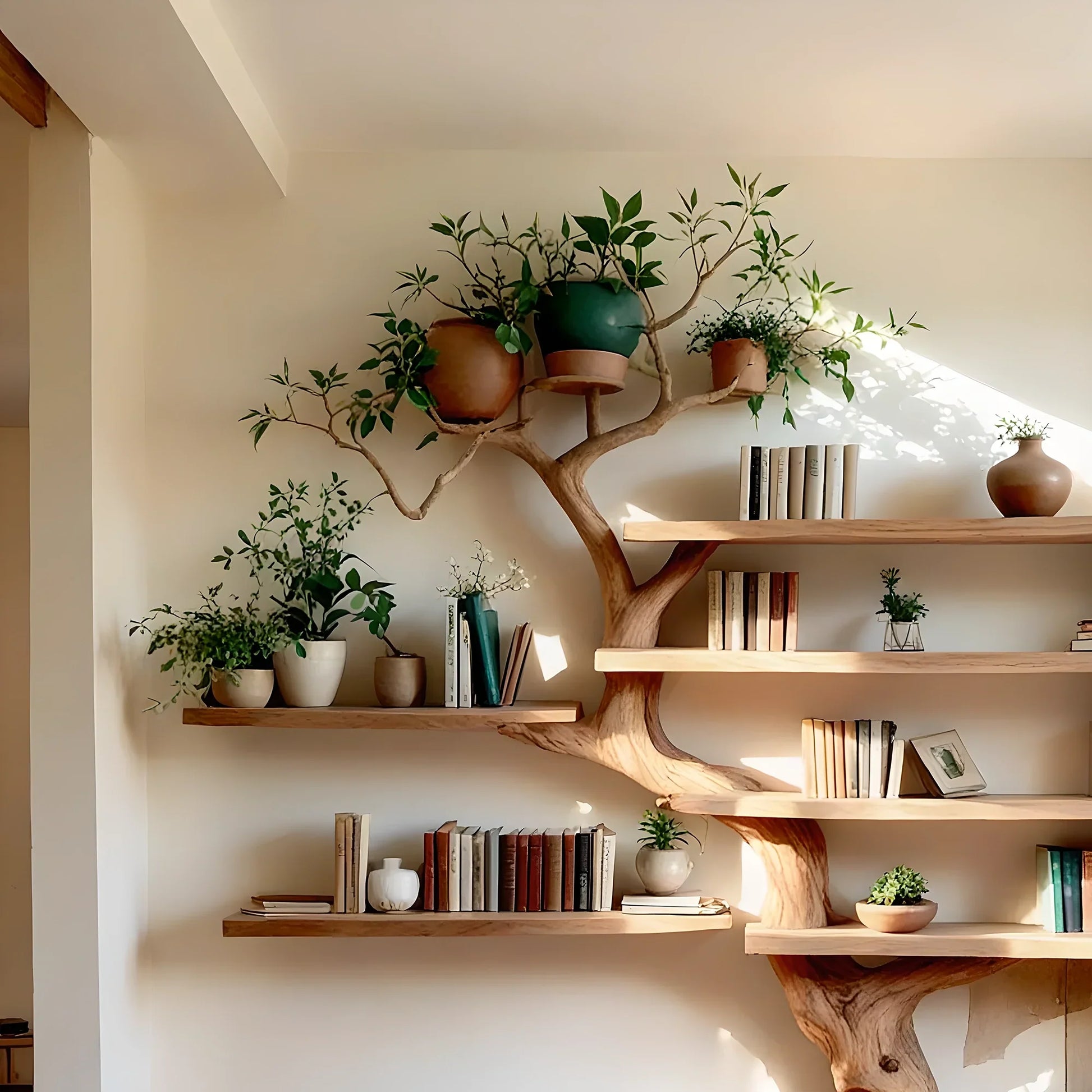 High quality solid wood tree shaped handmade bookshelf 