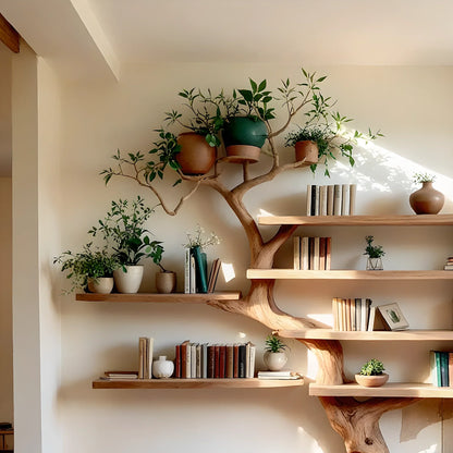 High quality solid wood tree shaped handmade bookshelf 