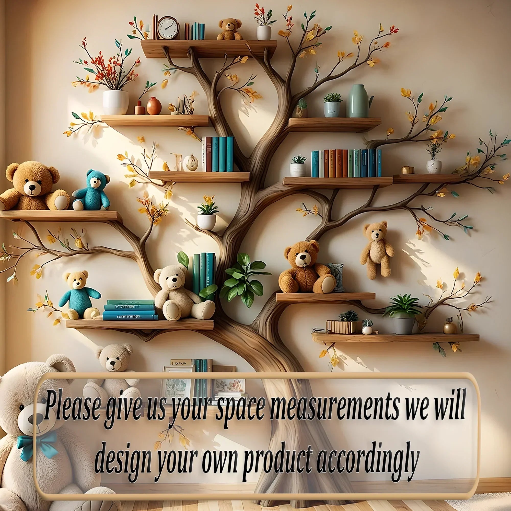 Wall-mounted wooden bookshelf for children - Enhance the aesthetics of the study space 