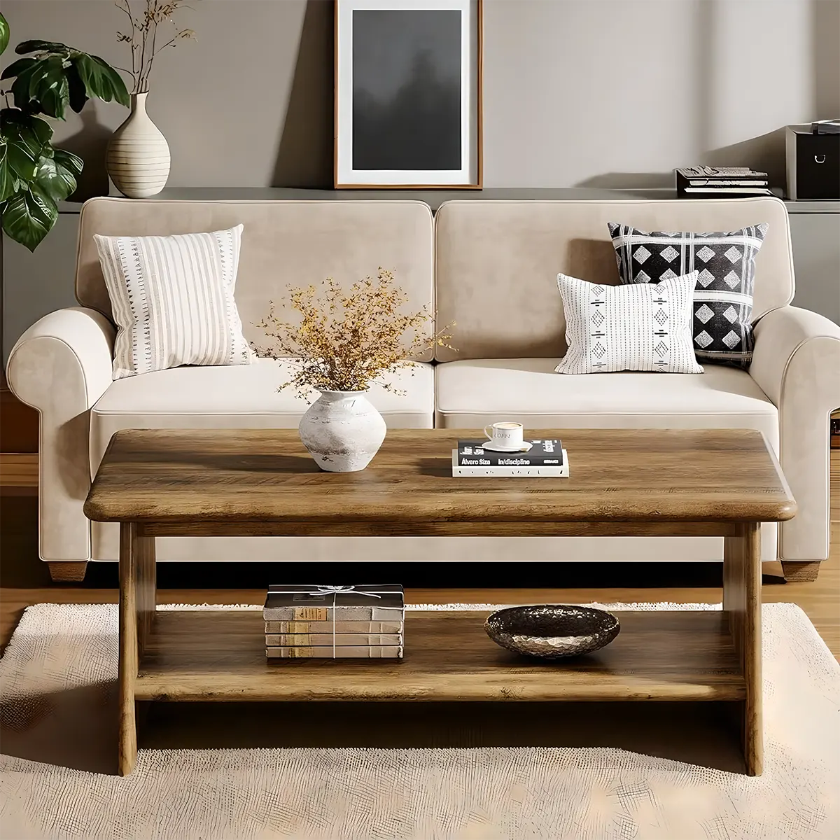 Korean Style Natural Wood Coffee Table – Elegant & Versatile 