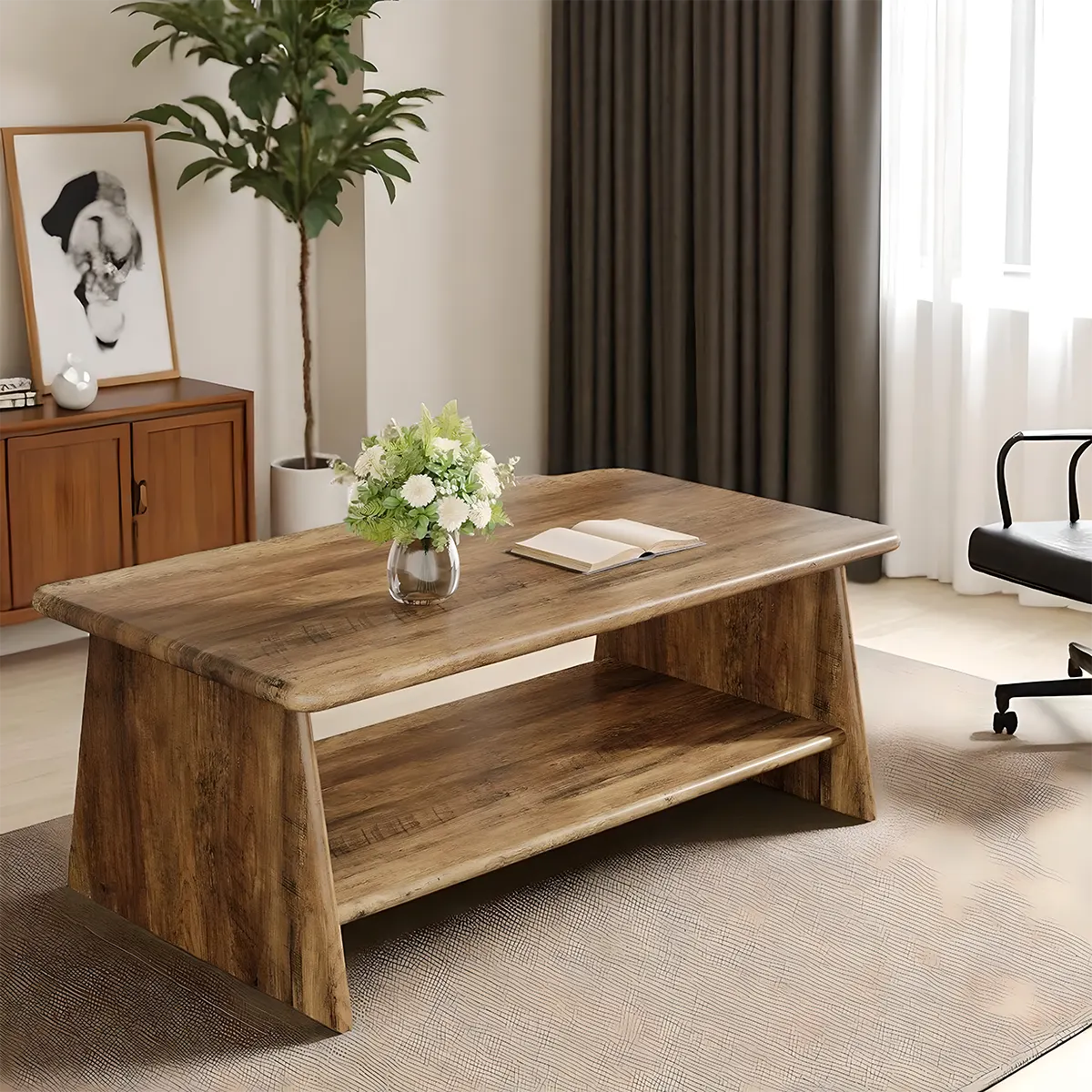Korean Style Natural Wood Coffee Table – Elegant & Versatile 