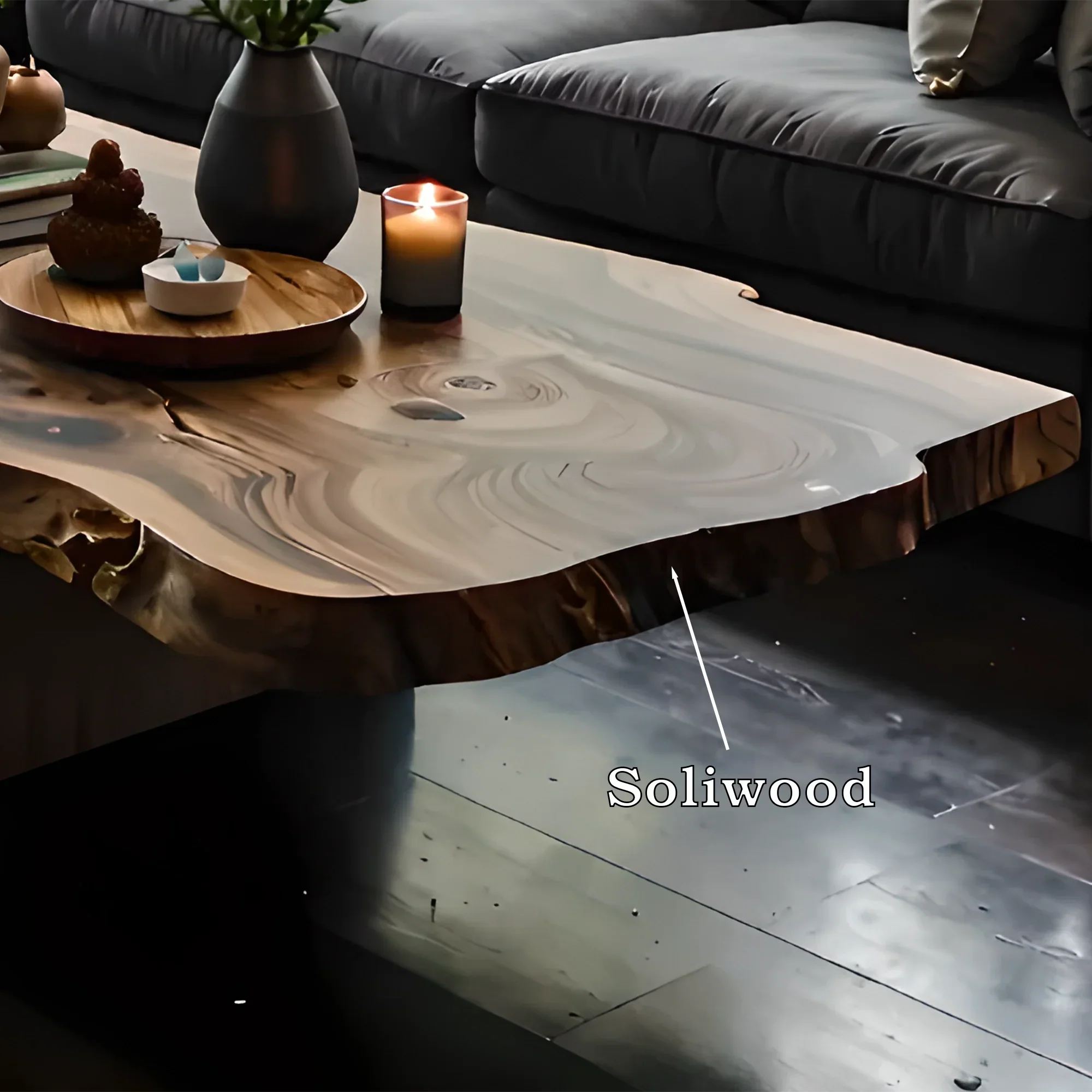 Large Rustic Coffee Table Made from Recycled Solid Wood Handcrafted Furniture Custom Live Edge Table 