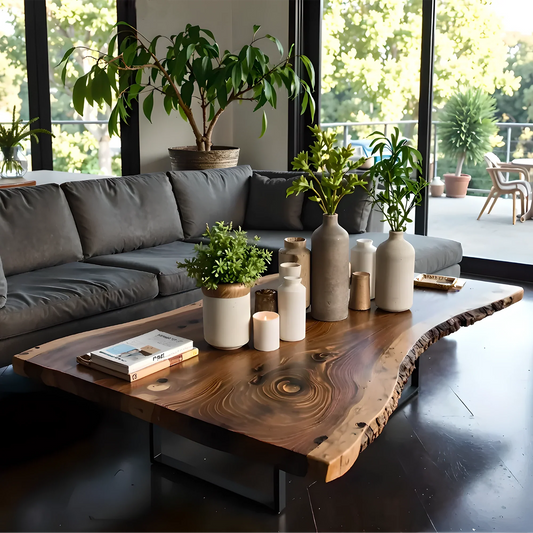 Large Rustic Coffee Table Made from Recycled Solid Wood Handcrafted Furniture Custom Live Edge Table Furniture Gifts 