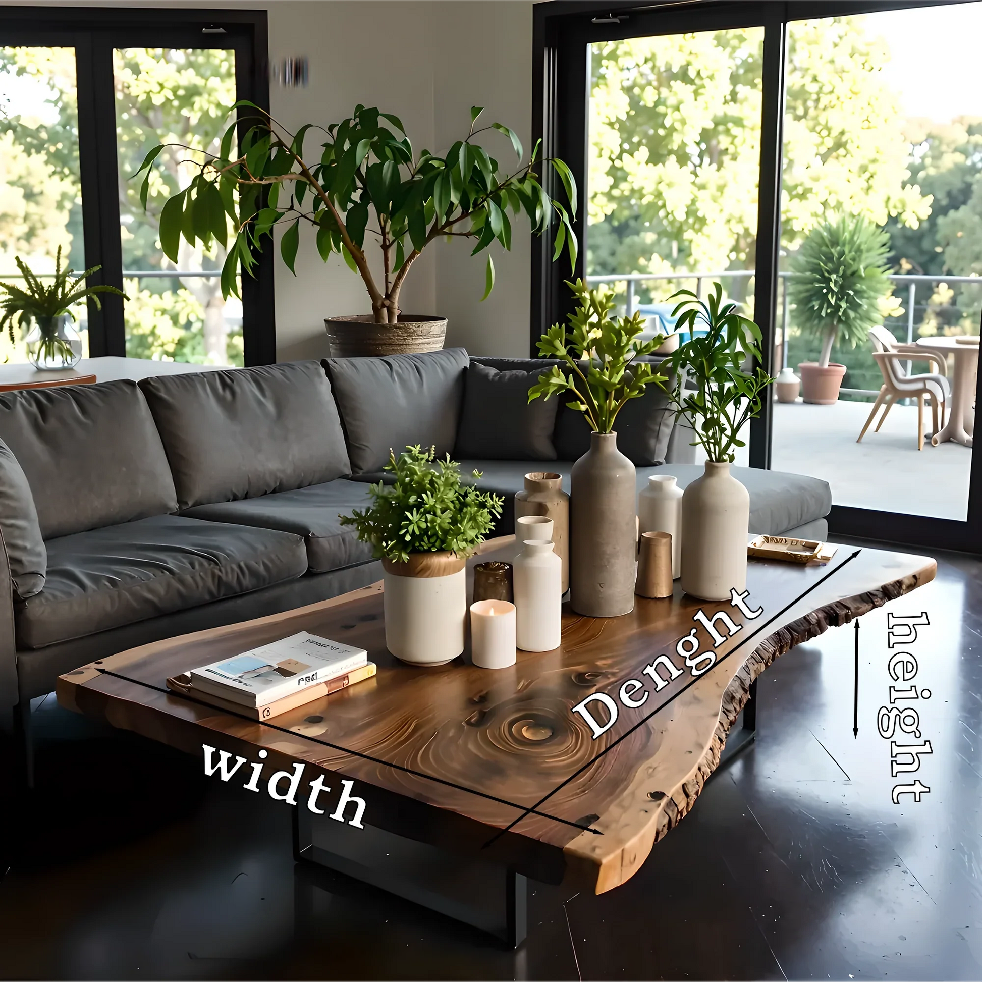 Large Rustic Coffee Table Made from Recycled Solid Wood Handcrafted Furniture Custom Live Edge Table Furniture Gifts 
