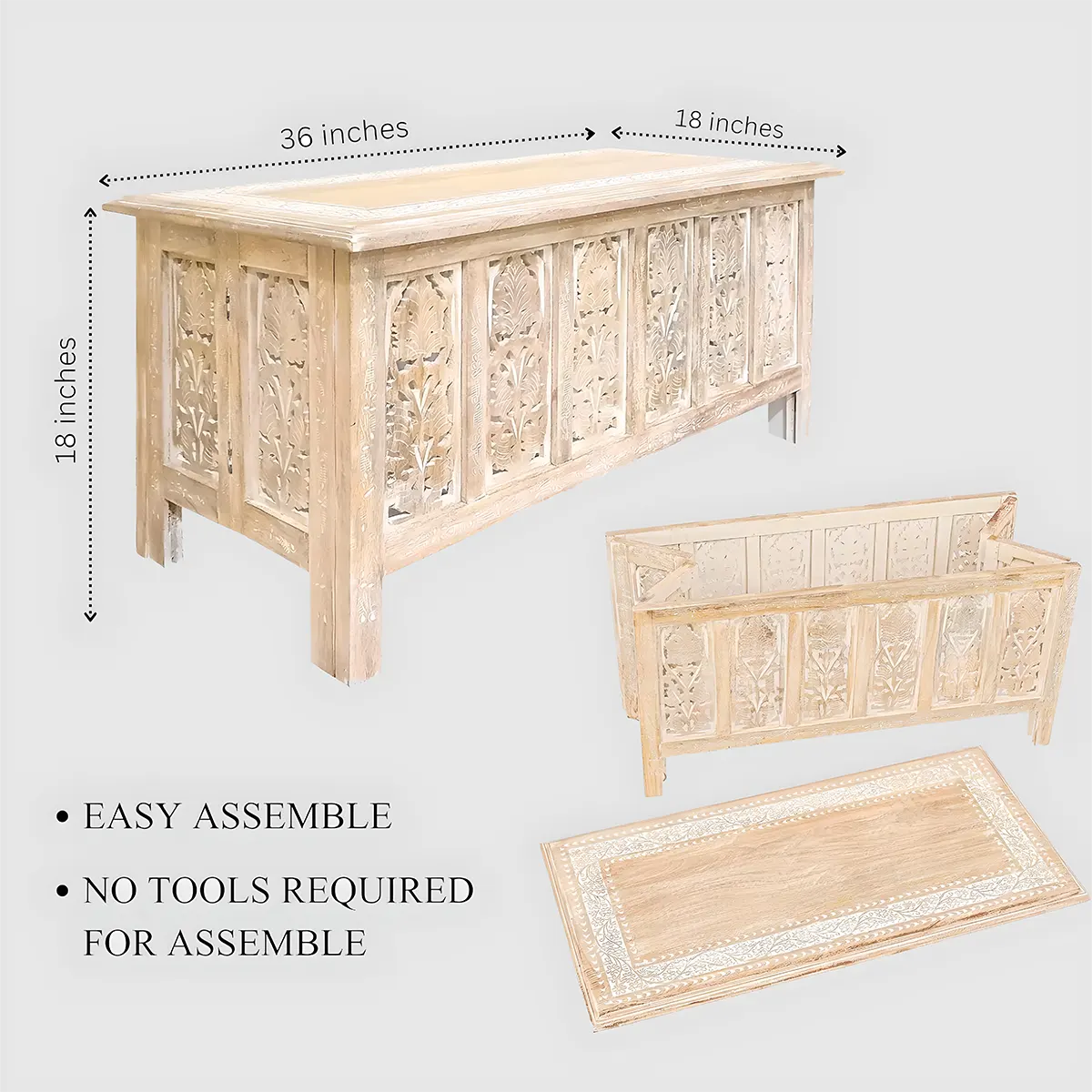 Luxury Carved Wooden Coffee Table – Exquisite Boho Style 