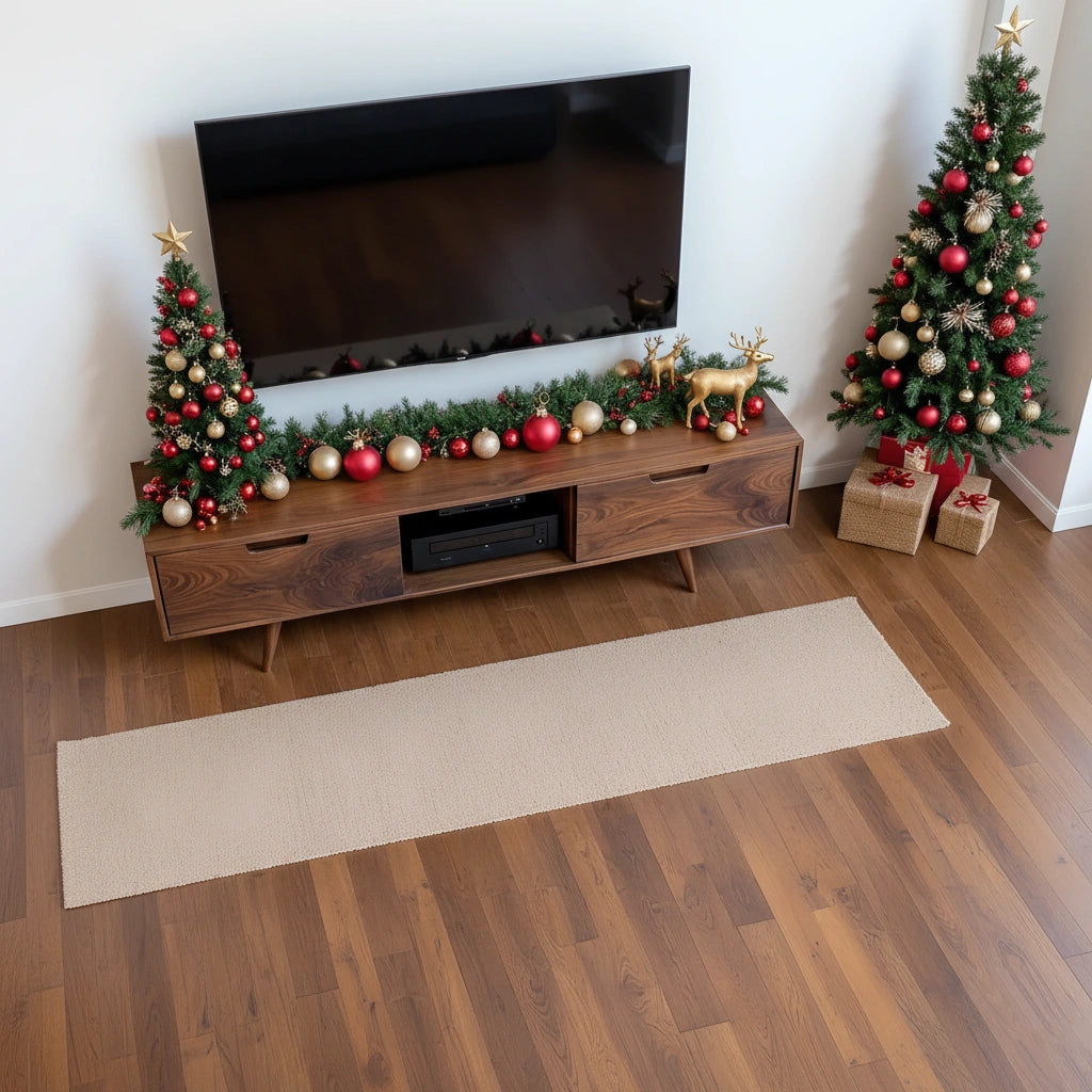 Mid-Century Modern Solid Wood TV Stand with Clean Walnut Finish - Rustira