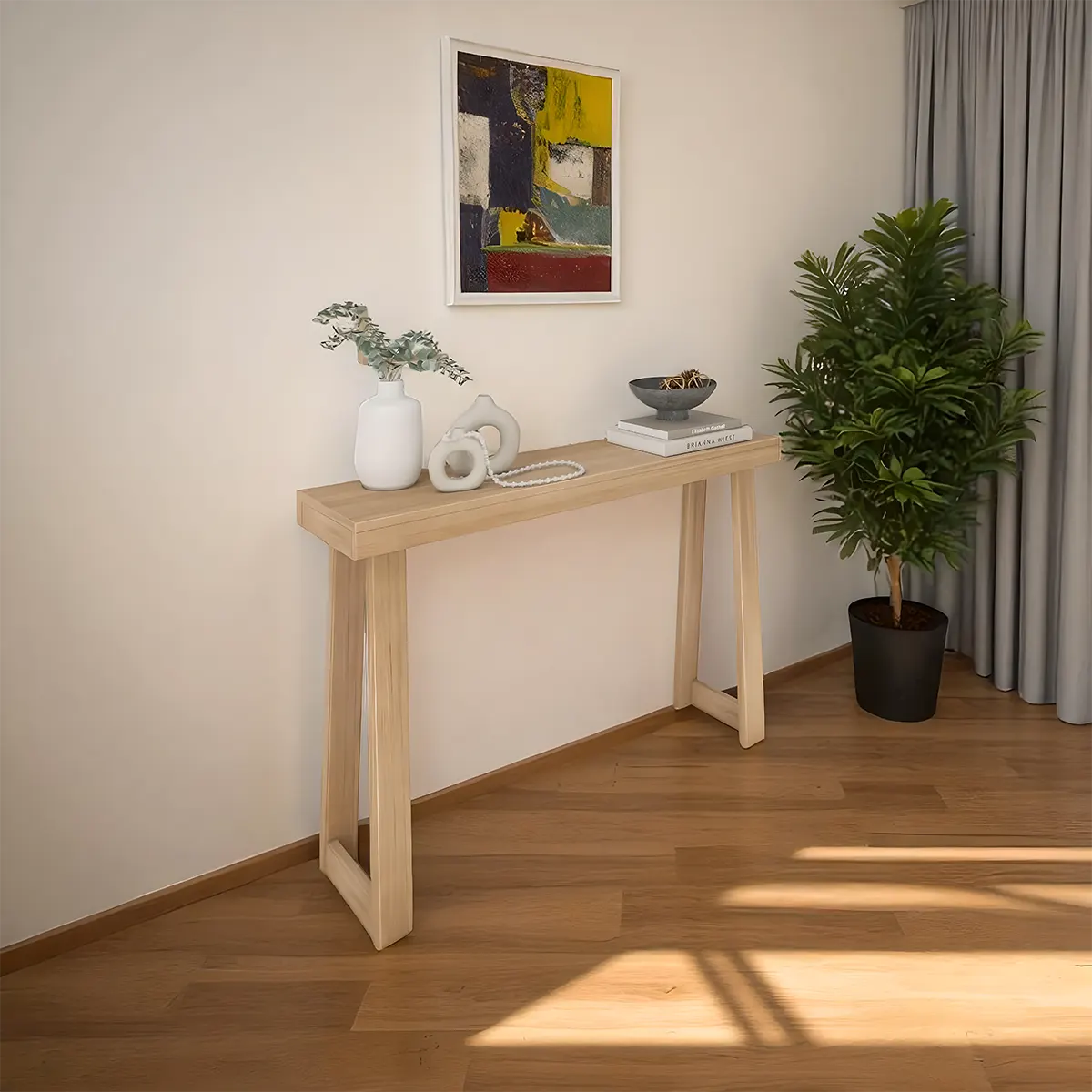 Minimalist Console Table – Natural Oak, Elegant and Refined 