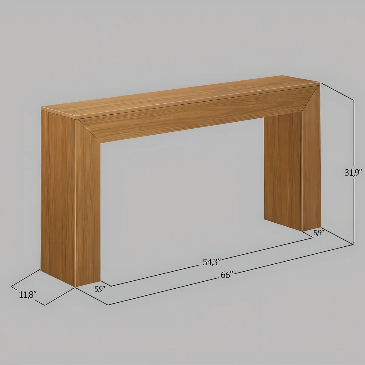 Minimalist Laminate Oak Modern Console Table 
