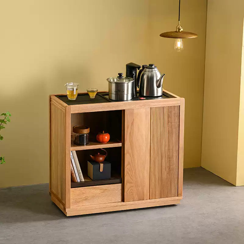 Minimalist Wooden Tea Cabinet – Solid Wood Storage Design - Rustira