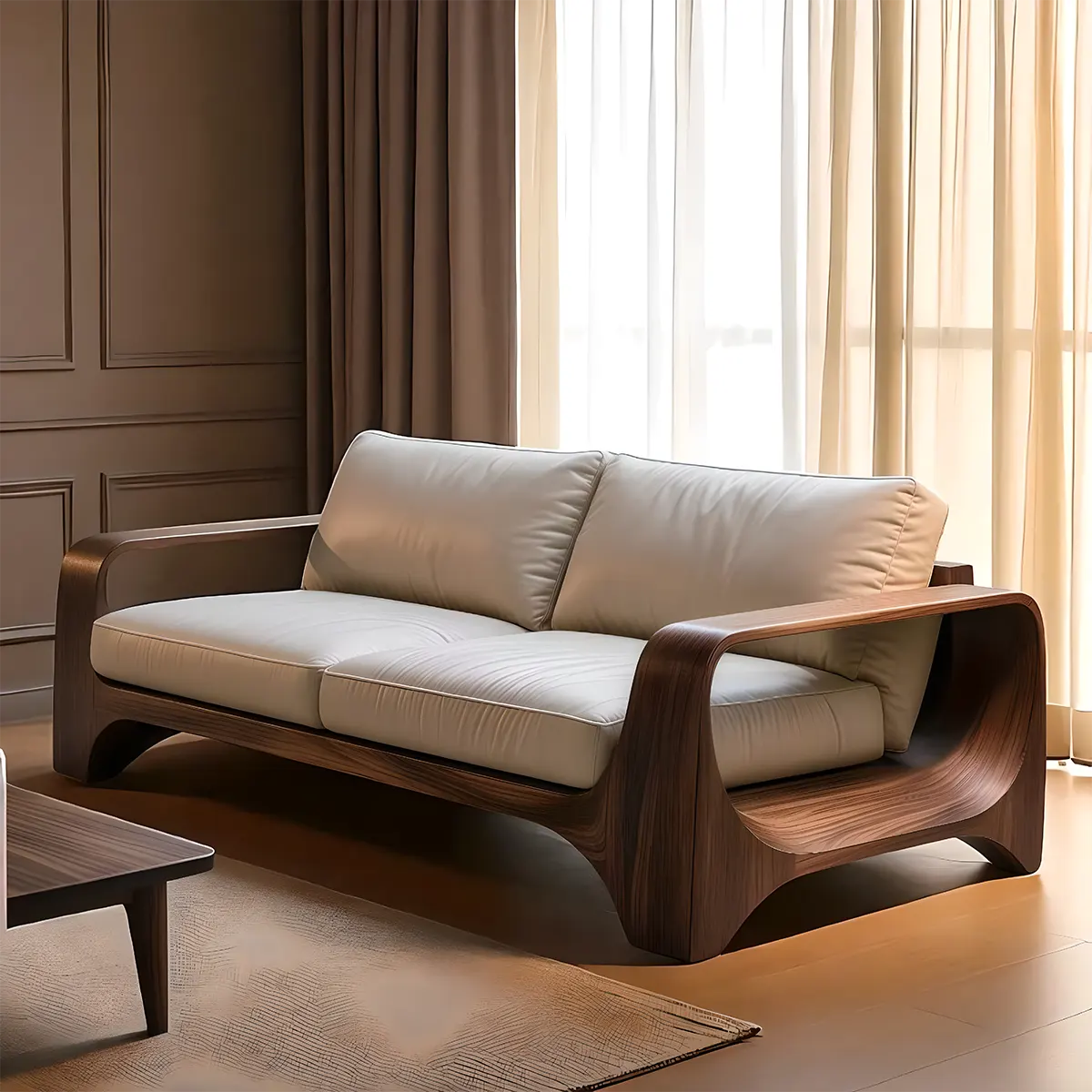 Modern Design Ash Wood Sofa - Luxurious, Durable Solid Wood Frame 