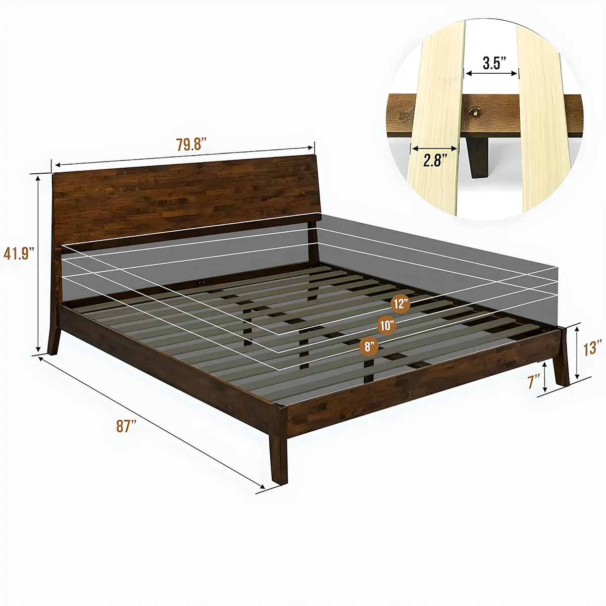 Modern Platform Design Natural Wood Bed – Luxurious & Durable - Rustira