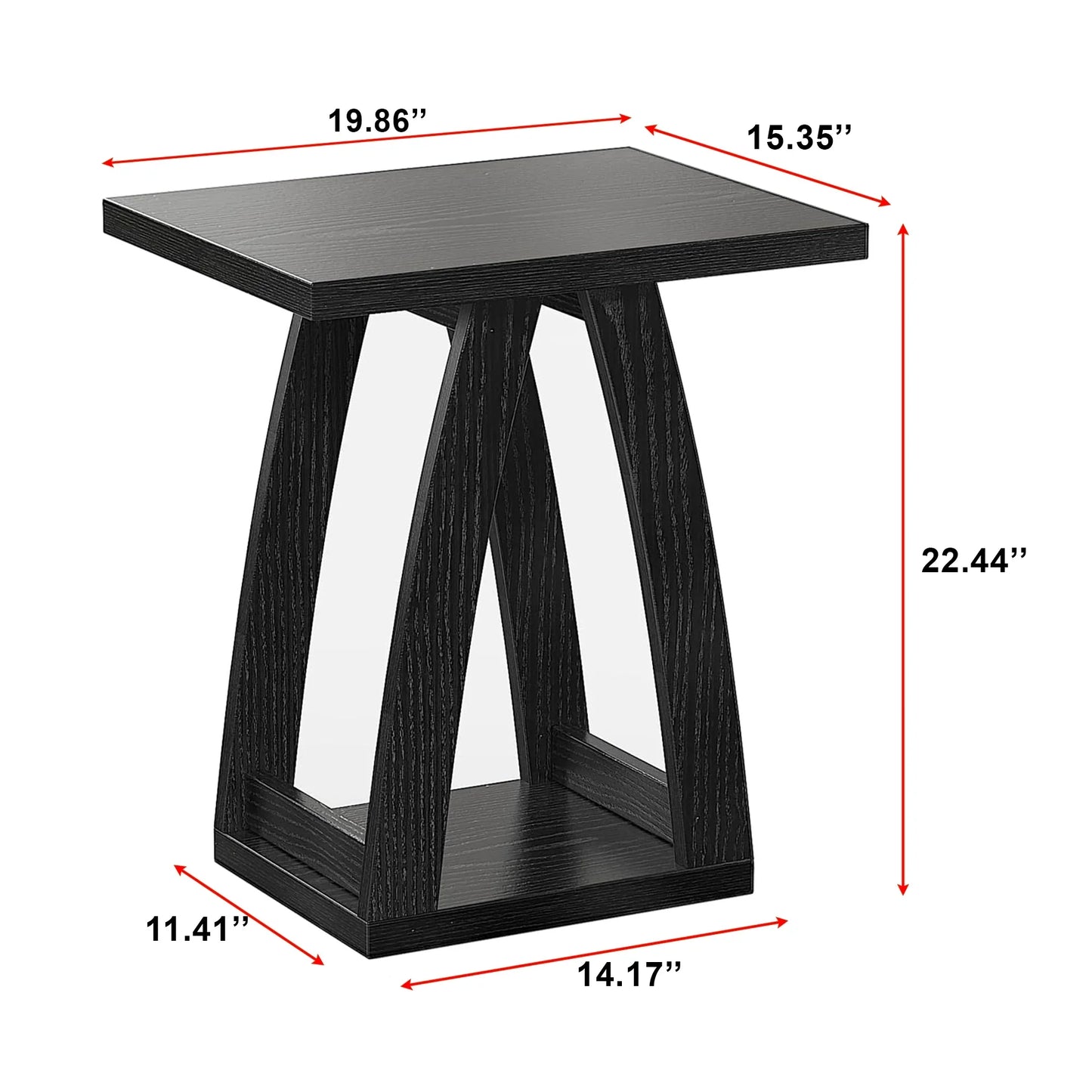 Modern Side Table with Book Storage Shelf for Living Room 