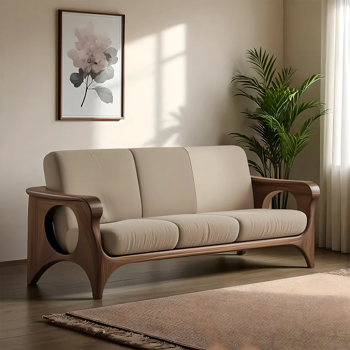 Modern design Ash wood sofa - Solid wood frame, bright and elegant grain 