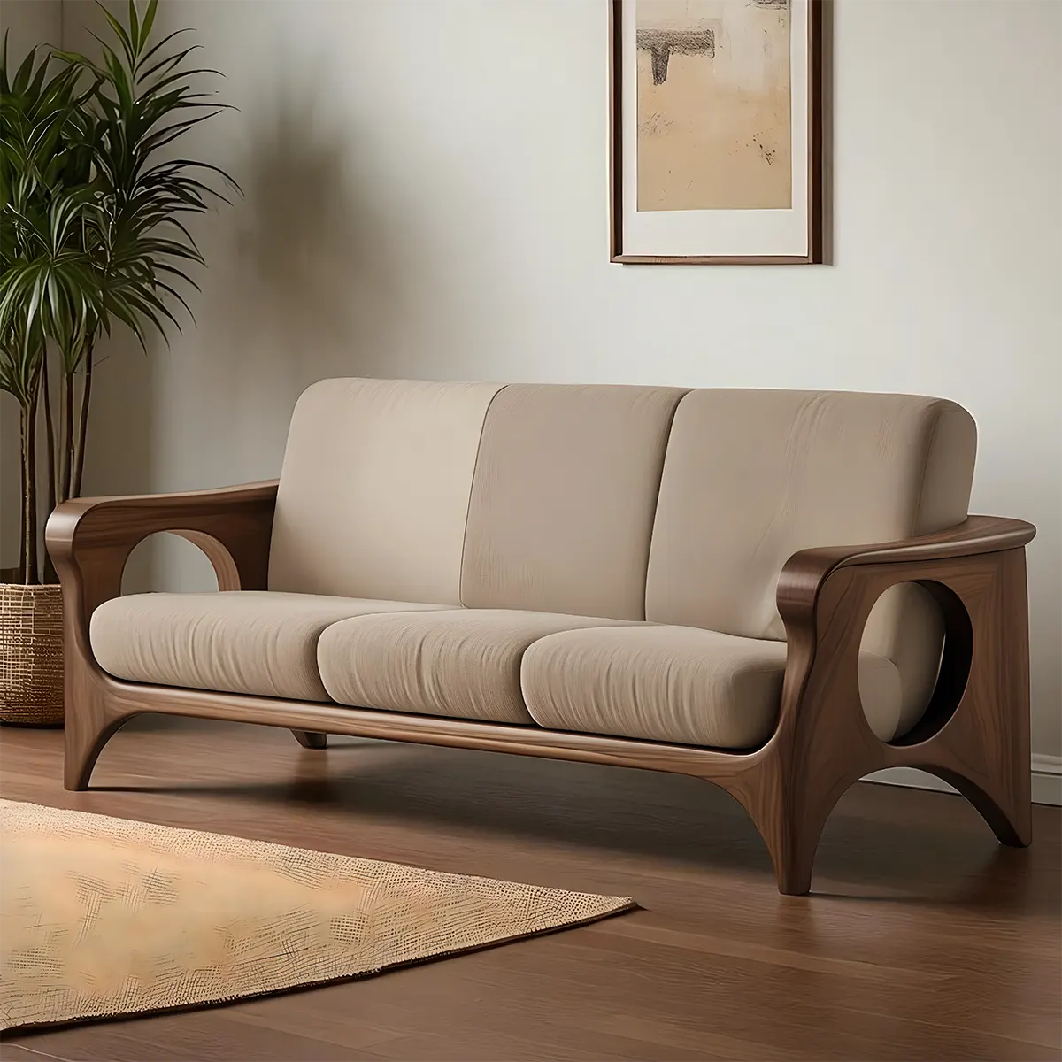 Modern design Ash wood sofa - Solid wood frame, bright and elegant grain 