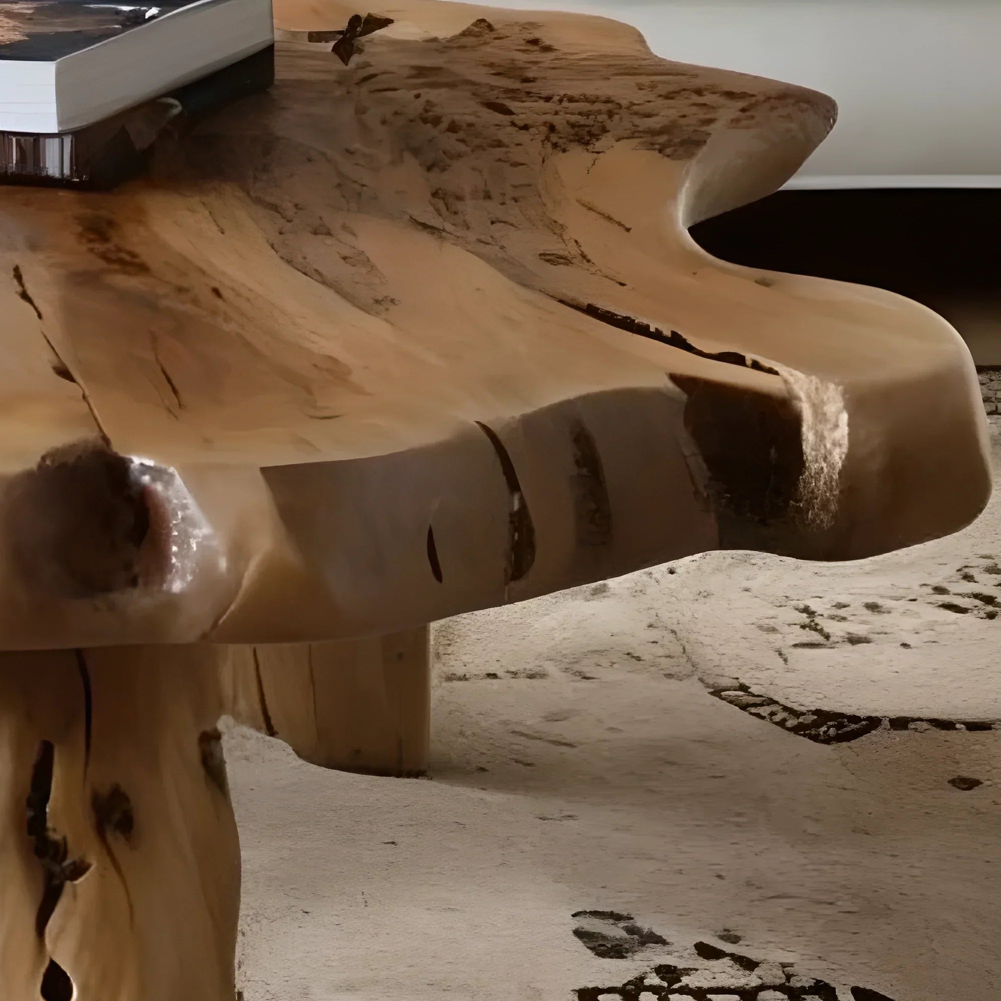 Sofa table with monolithic table top, modern table 