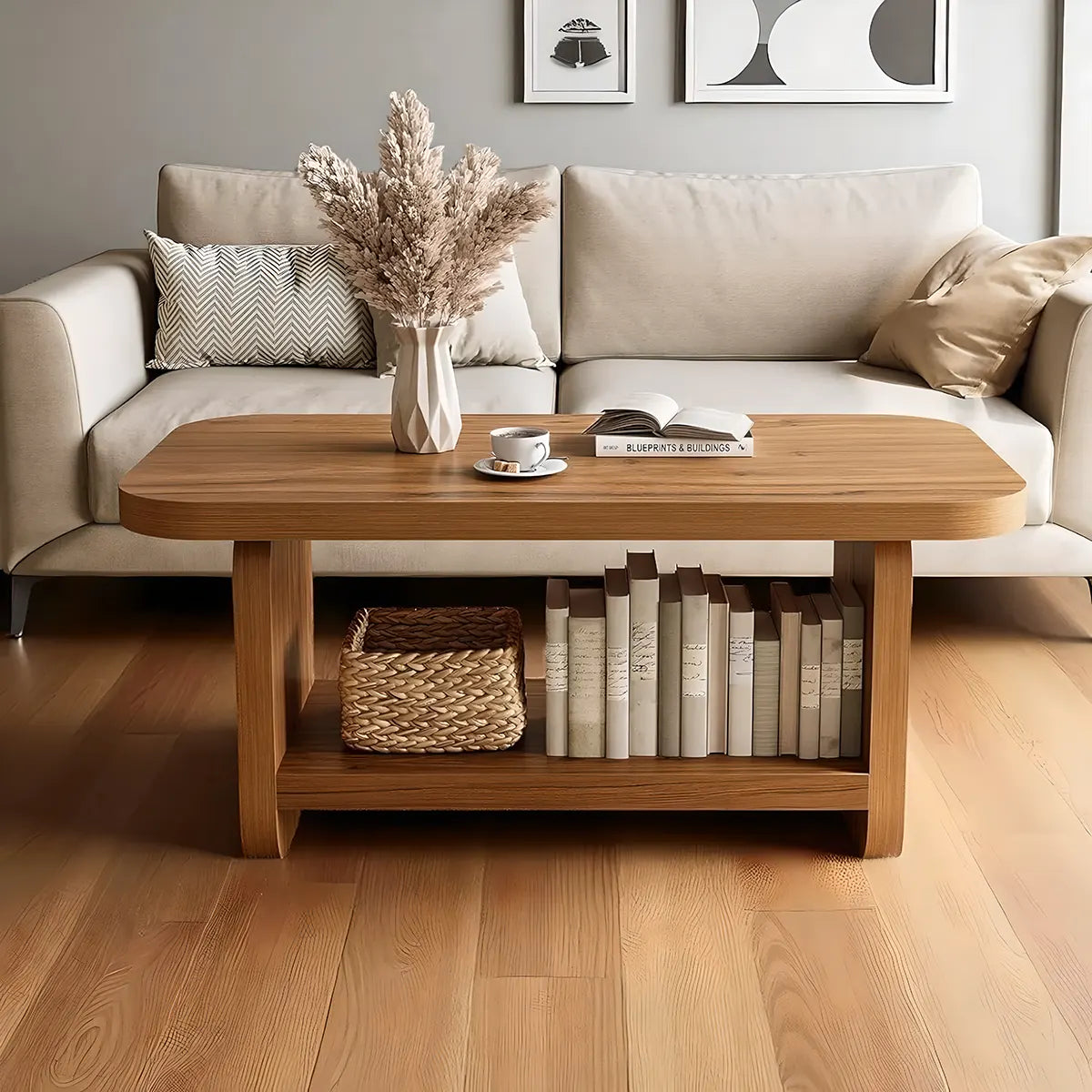 Multi-Functional Natural Wood Coffee Table – Modern, Luxurious Design 