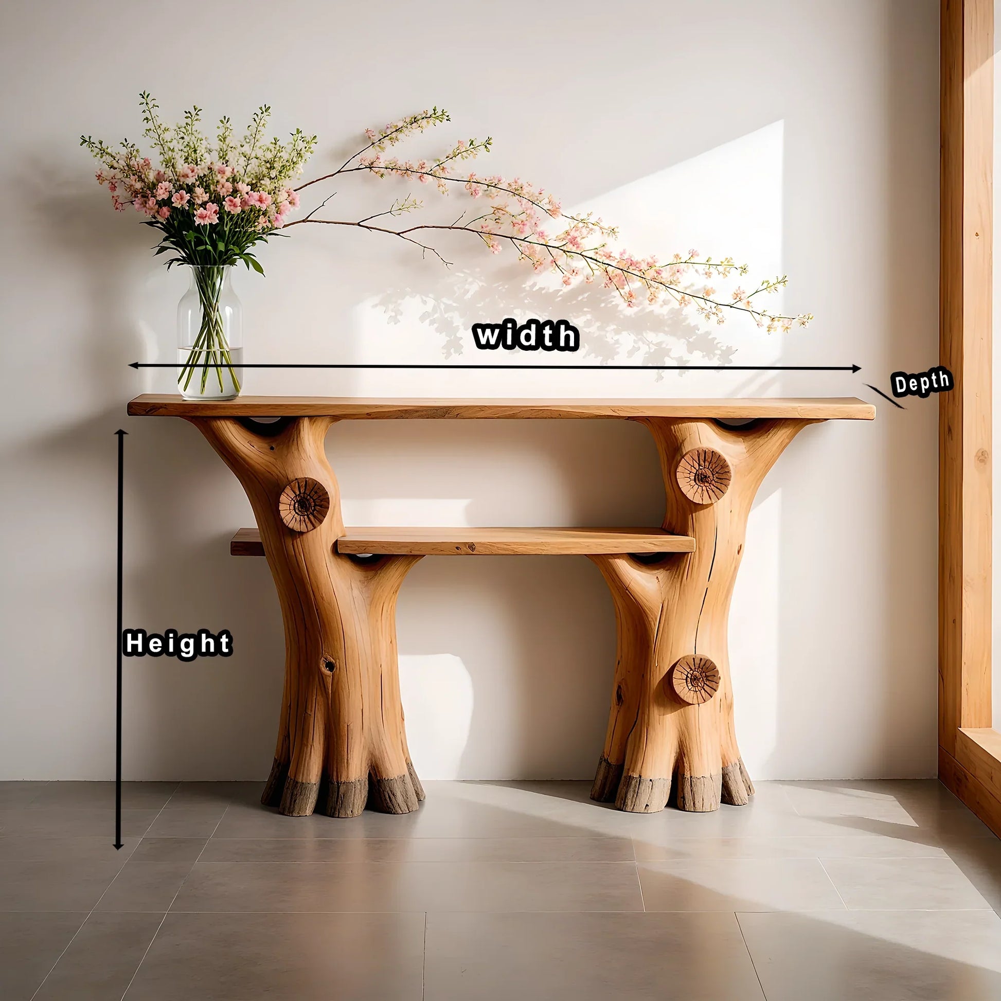 narrow console table solid wood console table live edge side table farm table rustic style home decor 