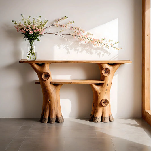 narrow console table solid wood console table live edge side table farm table rustic style home decor 