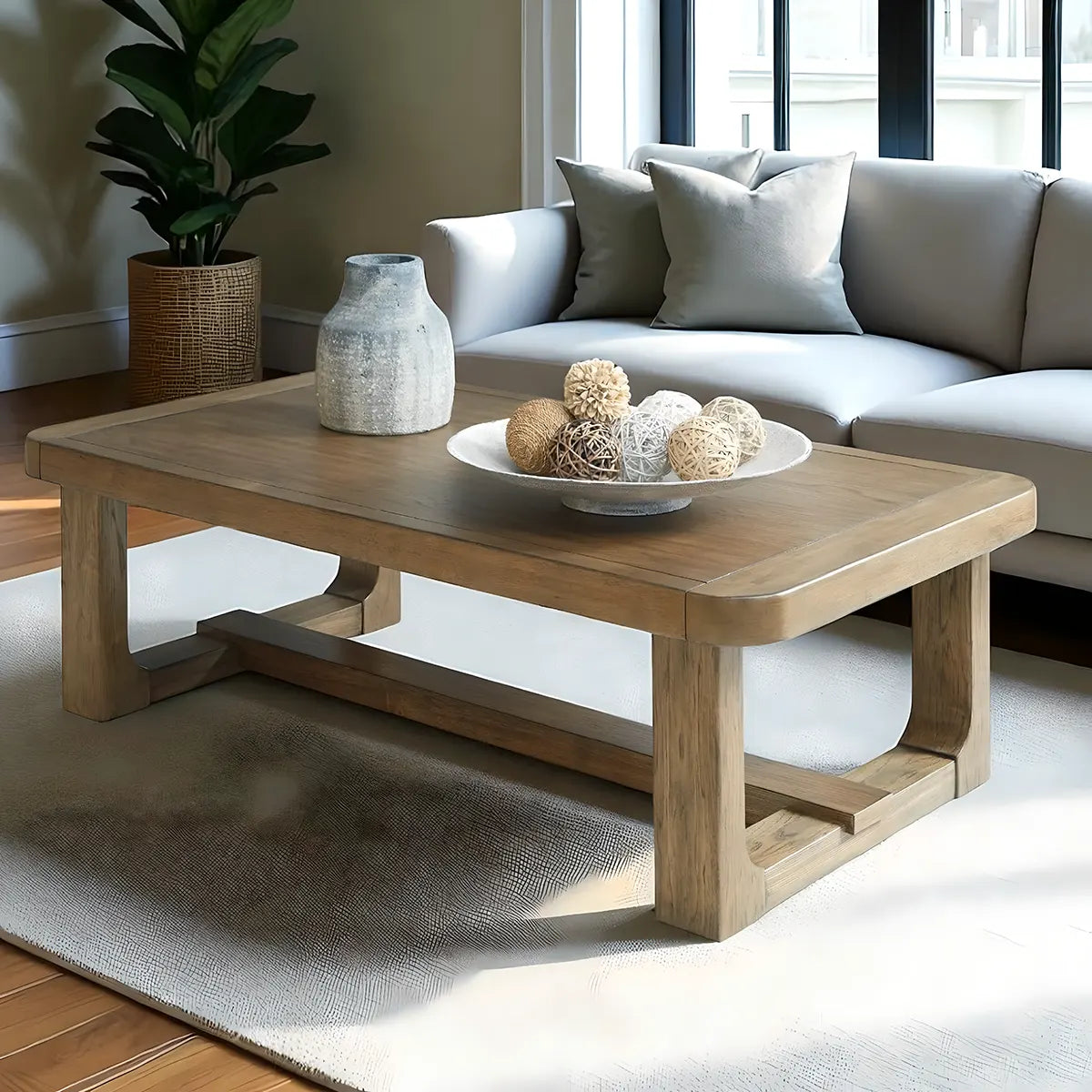 Natural Oak Coffee Table – Minimalist, Cozy Design 