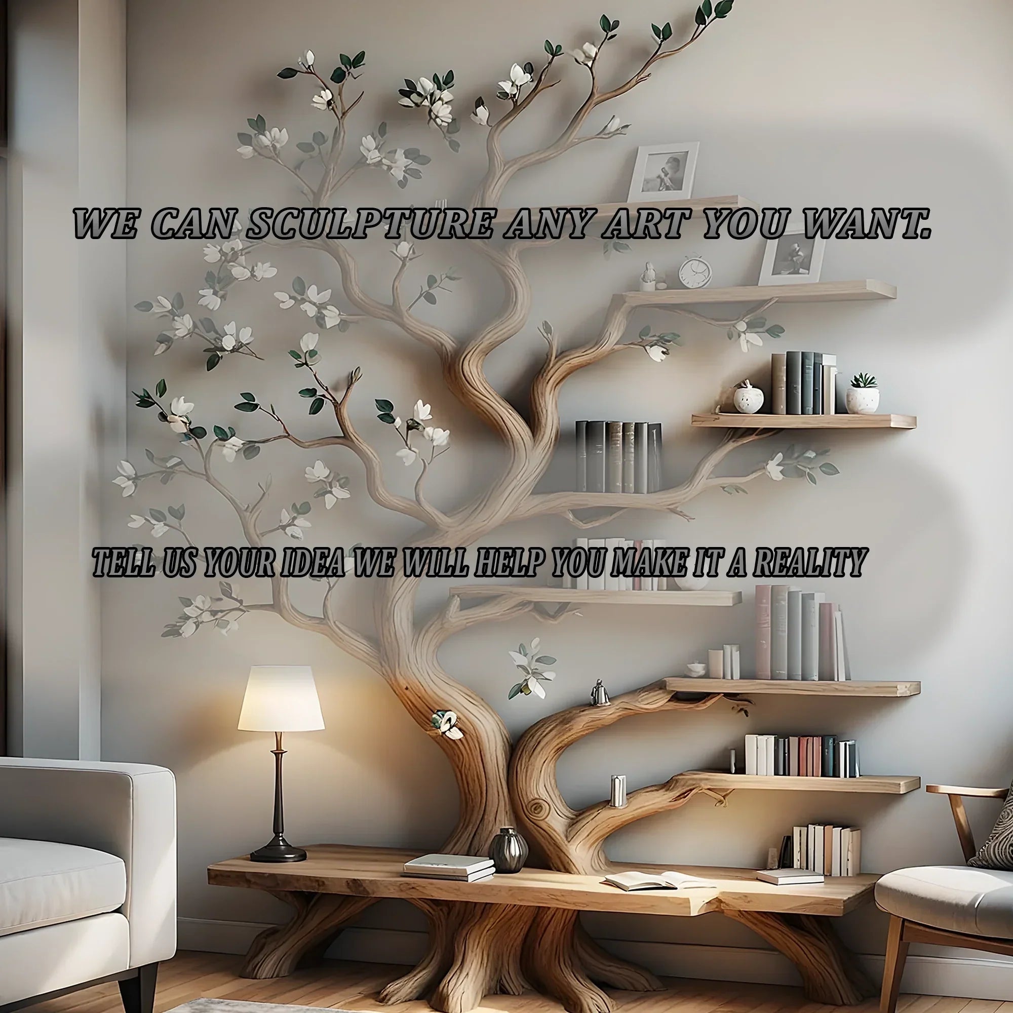 Tree-Inspired Bookshelf – Unique Wooden Display Shelf for Books & Collectibles 