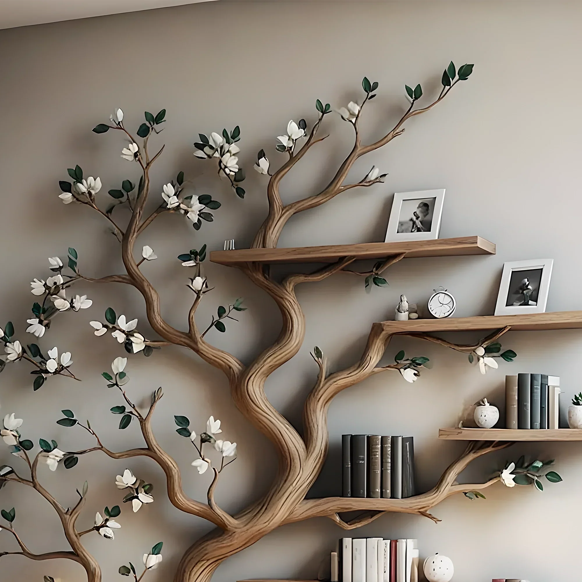 Tree-Inspired Bookshelf – Unique Wooden Display Shelf for Books & Collectibles 