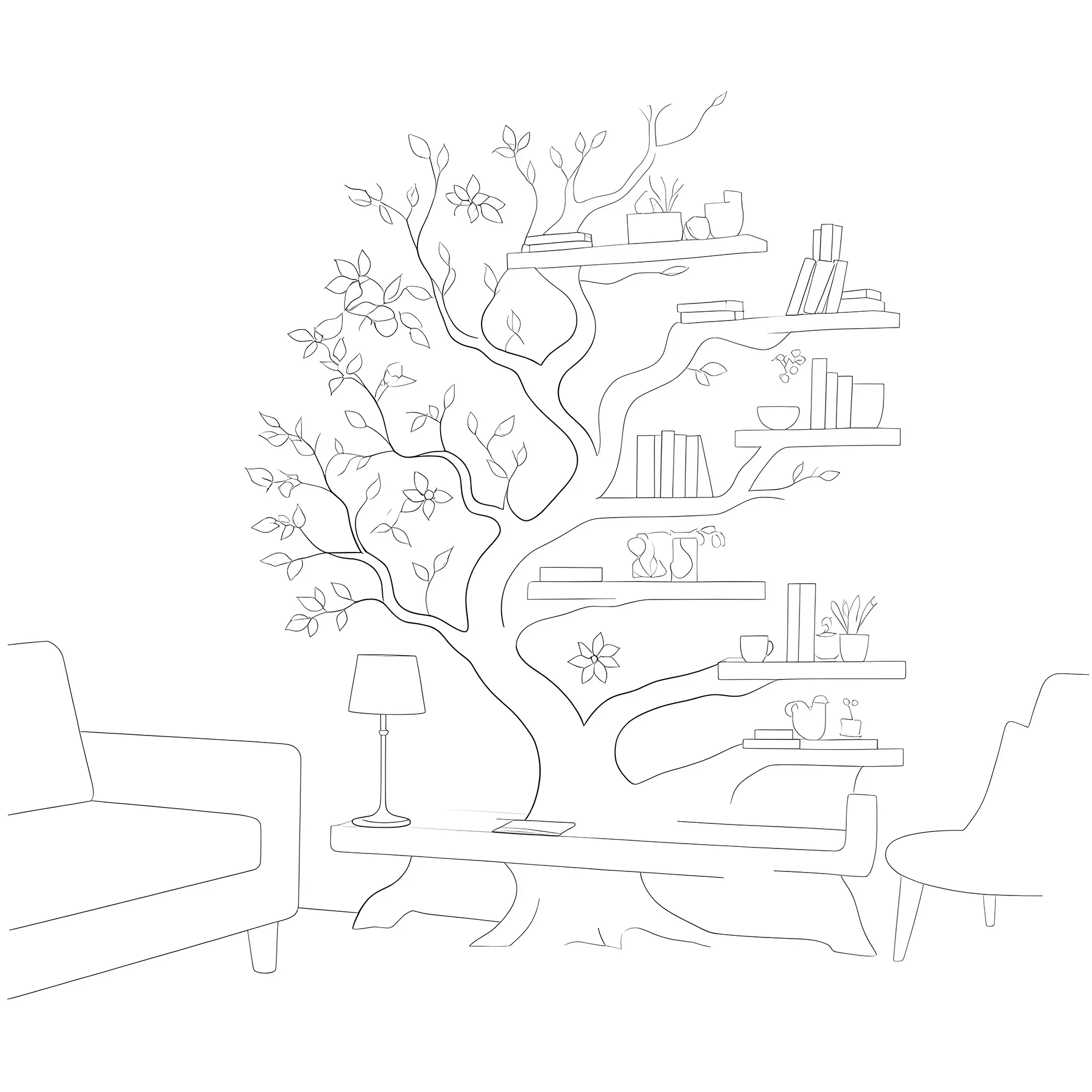 Tree-Inspired Bookshelf – Unique Wooden Display Shelf for Books & Collectibles 