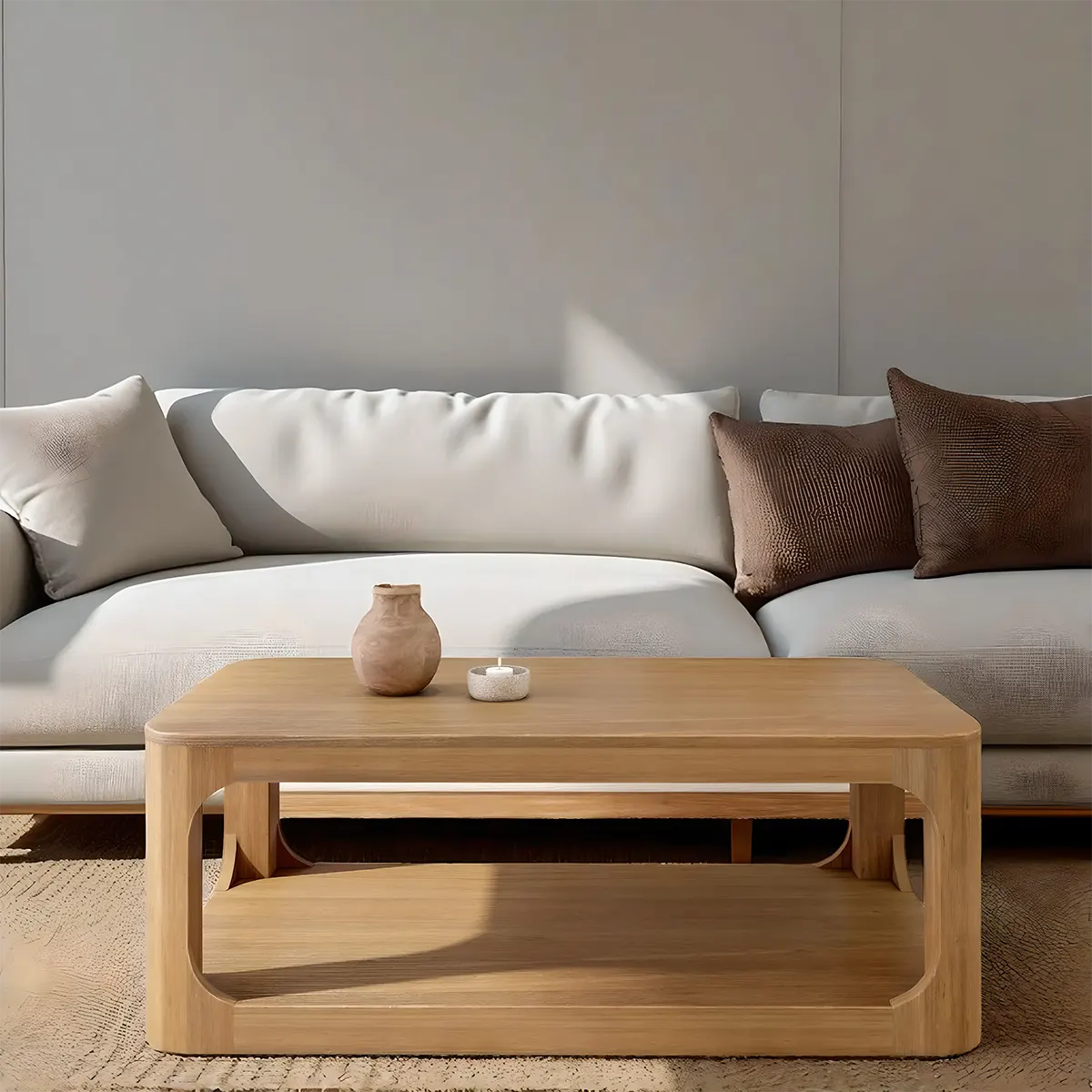 Astra Natural Wood Tea Table, Sophisticated Design For Living Room Space 