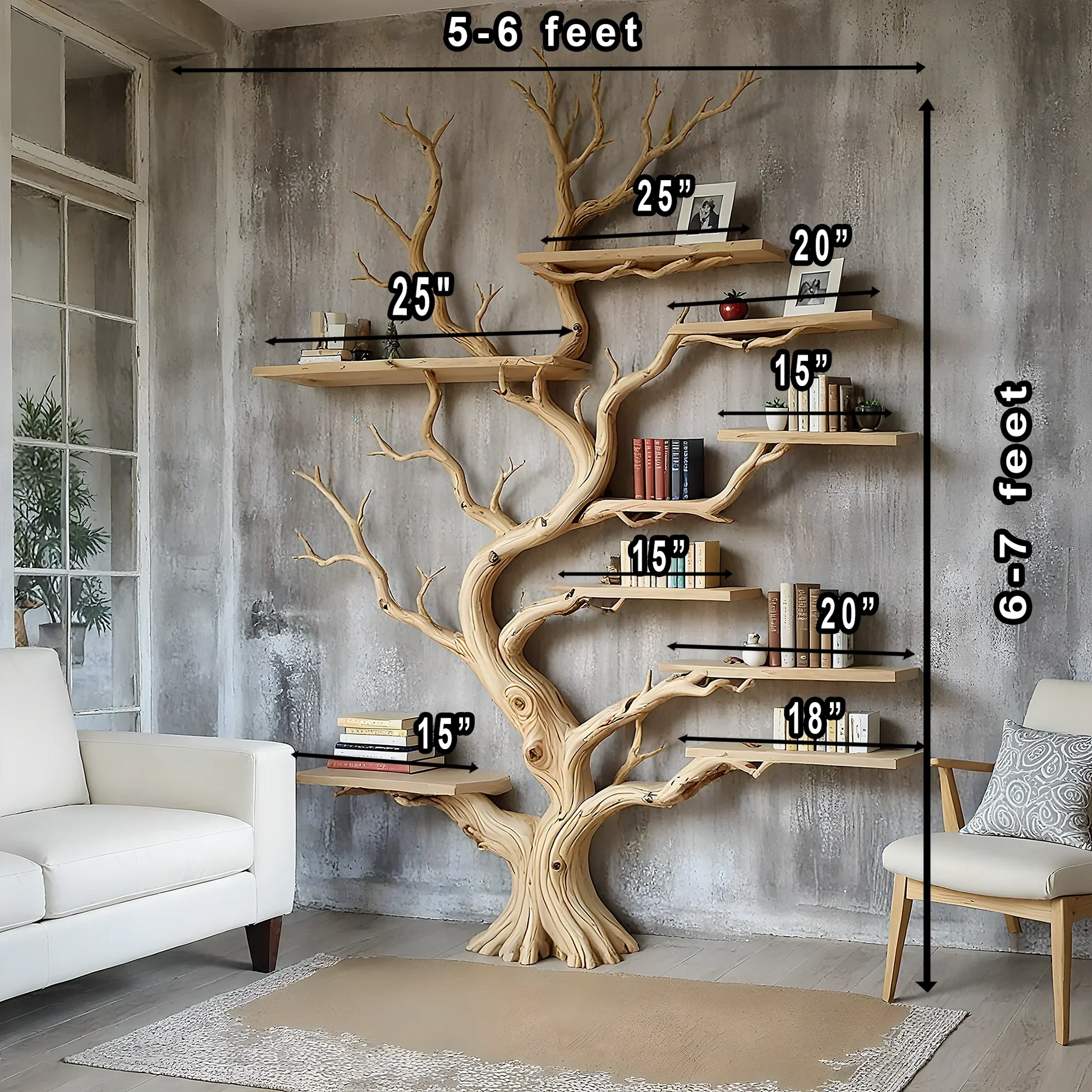 Natural Wood Tree Bookcase – Functional Art Shelf for Eco-Friendly Homes 