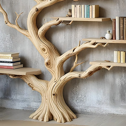 Natural Wood Tree Bookcase – Functional Art Shelf for Eco-Friendly Homes 