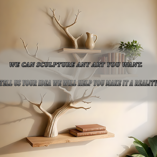 Natural Wood Tree Shelf – Rustic Wall Bookshelf with Organic Design 