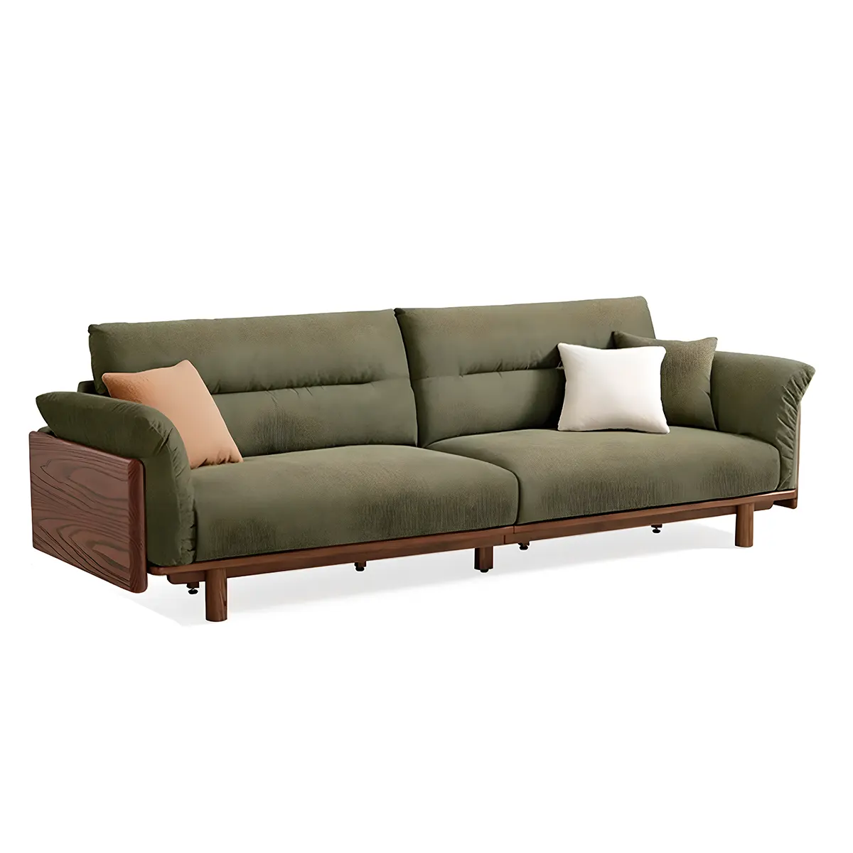 Natural ash wood sofa – sturdy frame, bright wood grain, modern design 