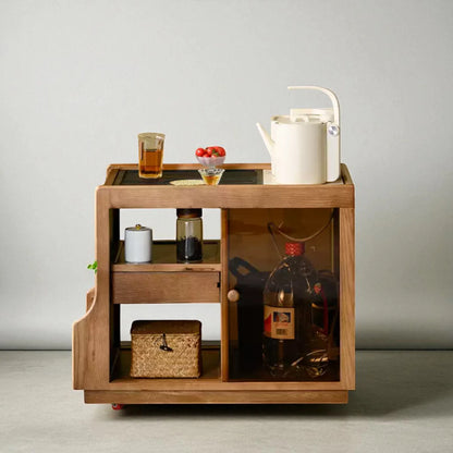 Japanese Wabi-Sabi Wooden Tea Cabinet
