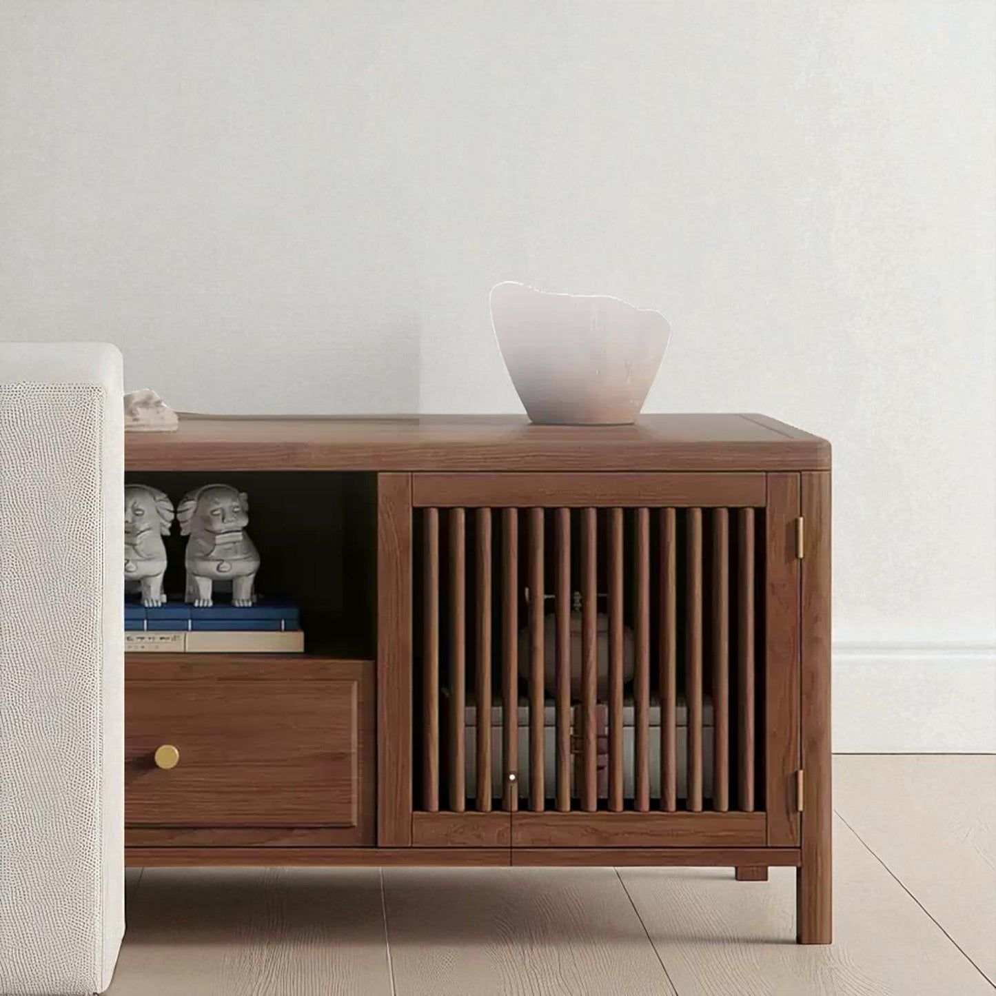 Luxury Solid Wood TV Stand – Handmade Mid-Century Sideboard