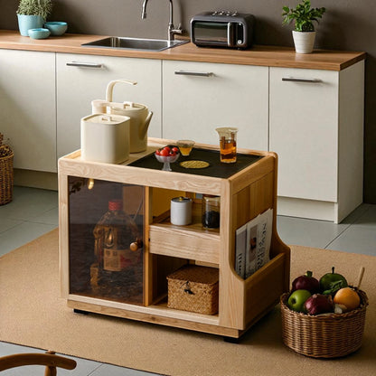 Japanese Wabi-Sabi Wooden Tea Cabinet
