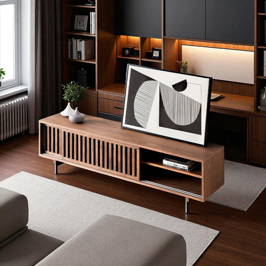 Modern Solid Wood TV Stand – Minimalist Media Console