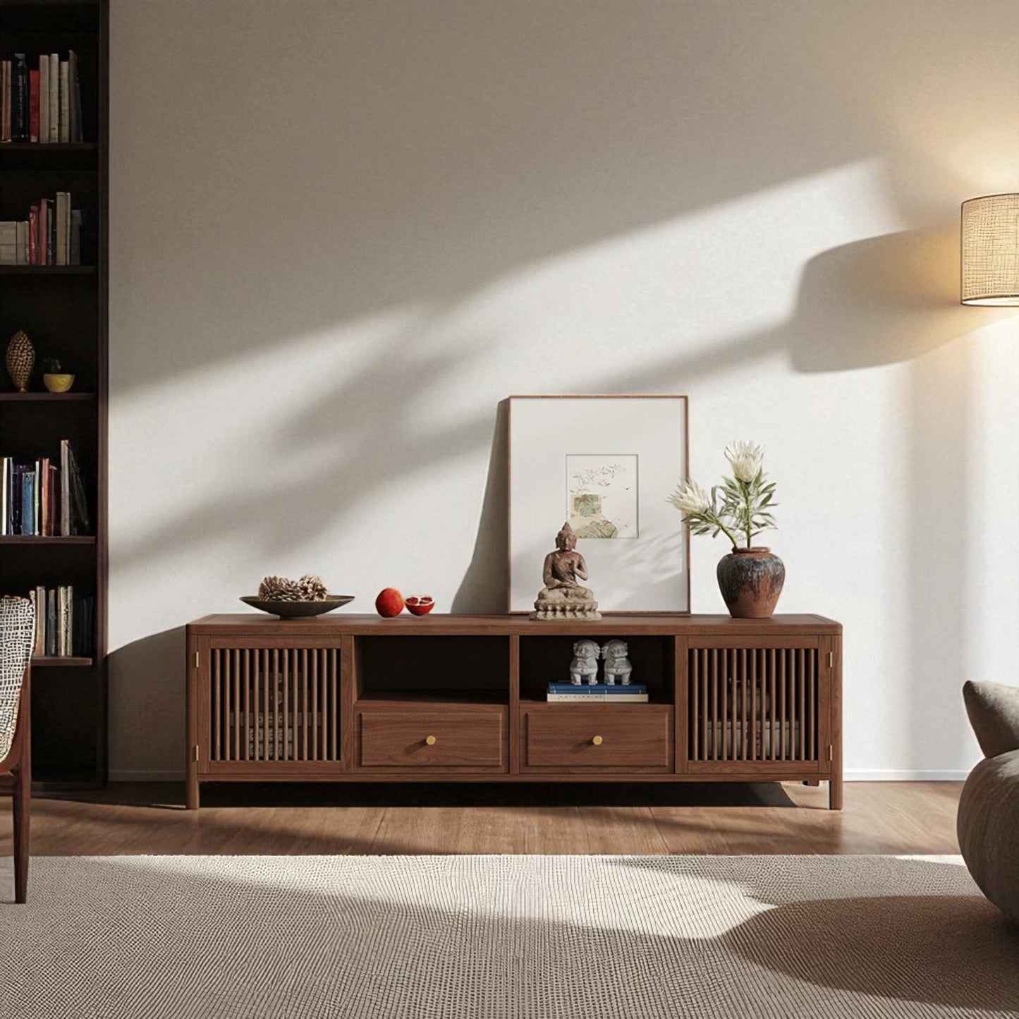 Luxury Solid Wood TV Stand – Handmade Mid-Century Sideboard